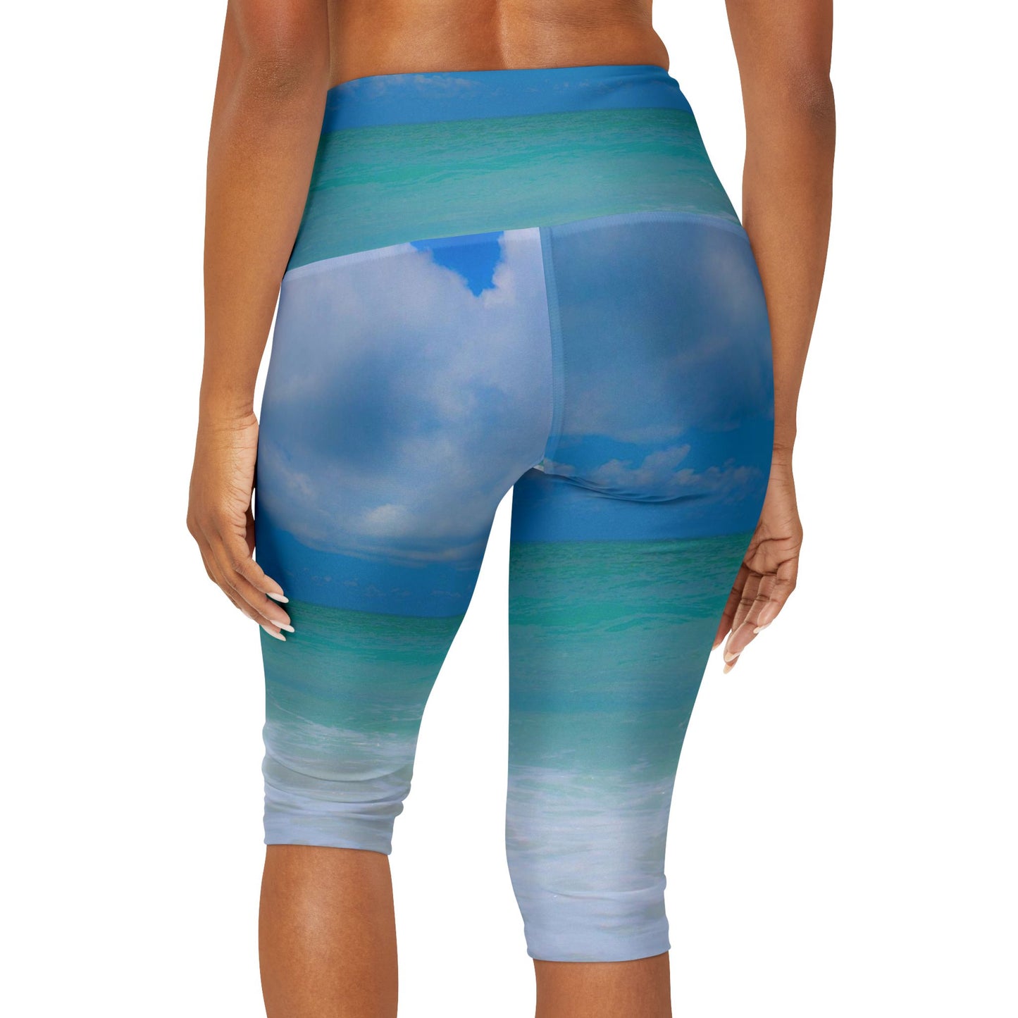 Indigo Yoga Capri Leggings (AOP) | Custom Yoga Capri Leggings | Printed Capri Leggings for Yoga | Custom Fitness Capri Pants | Printed Athletic Leggings for Women | Gifts for Her | Accessories | Sea Inspired Yoga Capri's