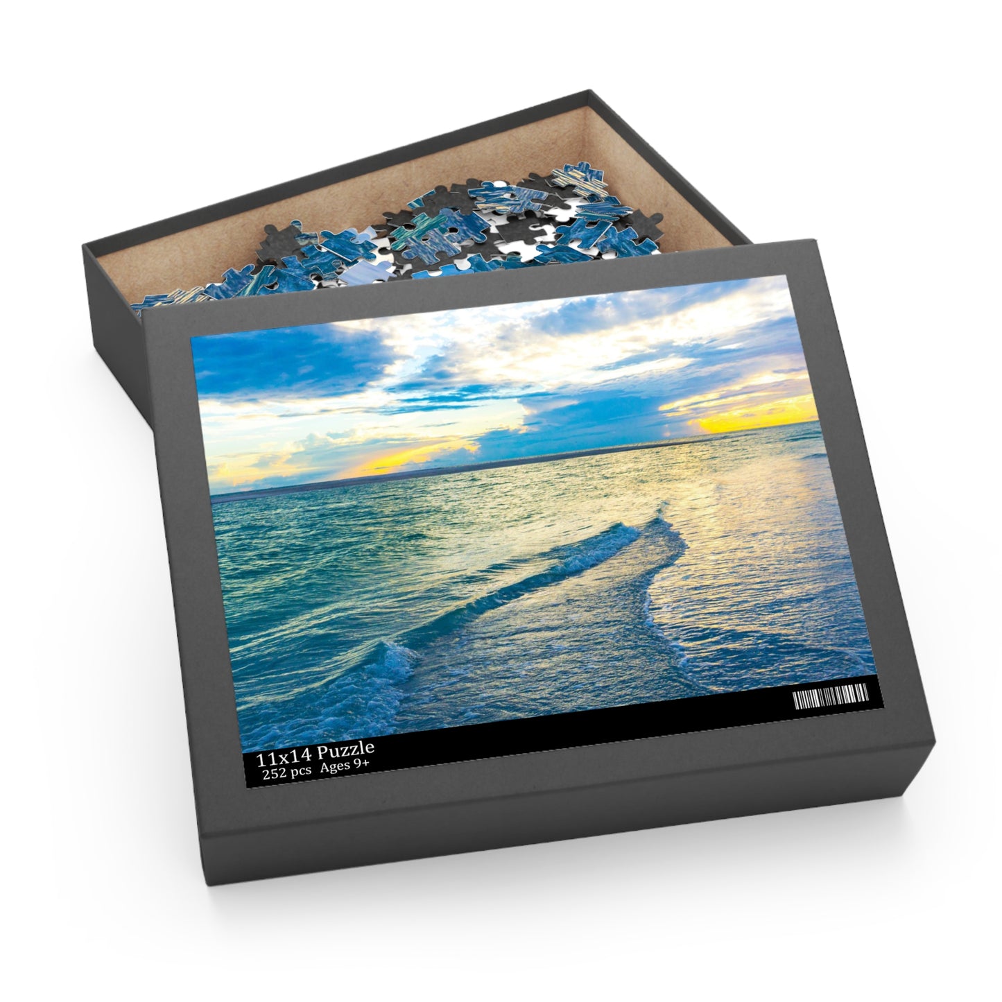 Blue Sea Glass - Puzzle (120, 252, 500-Piece) Jigsaw Puzzle with Vibrant Sublimated Print Gift-ready Box and Glossy Finish