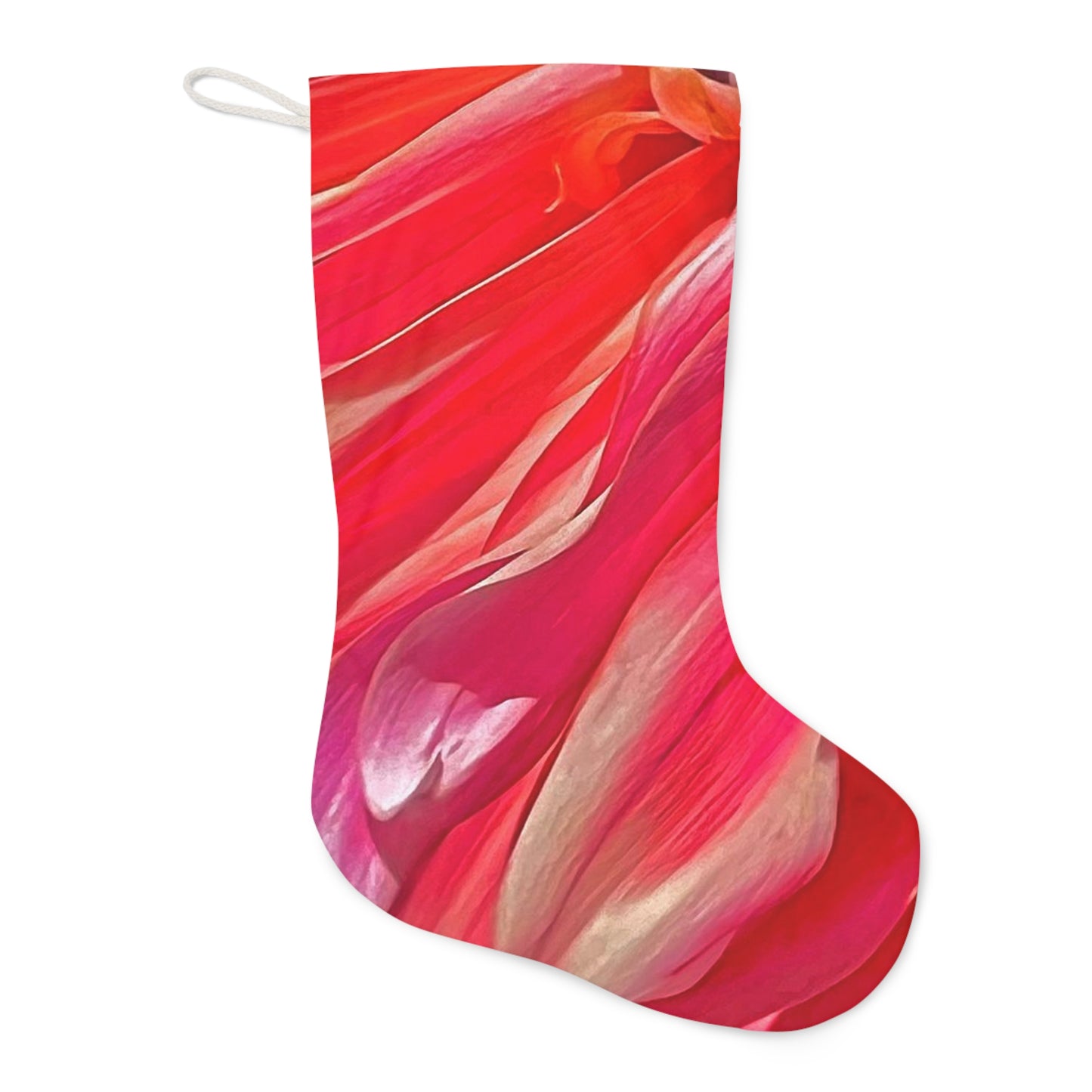 Ribbons of Color Santa Stocking Unique Soft Suede Faux with Hanging Loop| Floral Stocking| Christmas Stocking| Red Stocking| Nantucket
