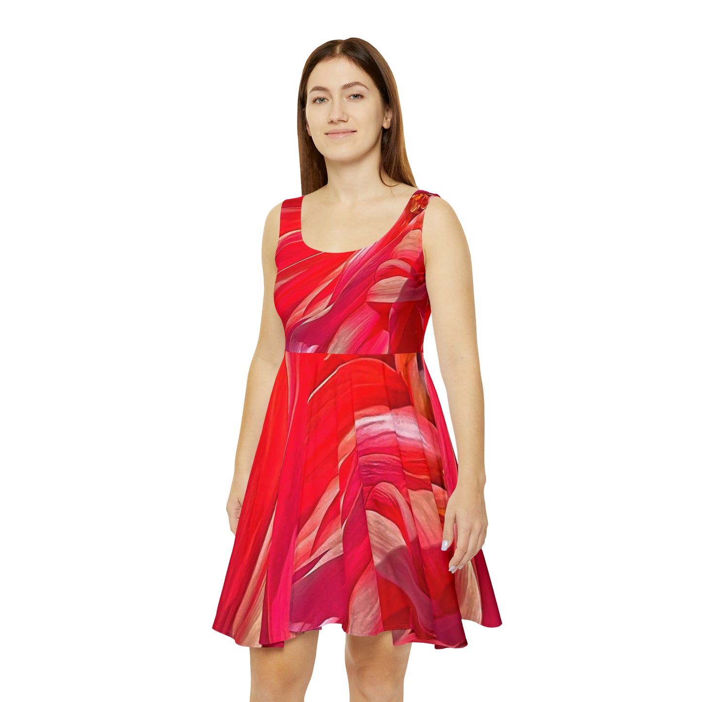 Pucci Flower Pop Women's Skater Dress (AOP) Sleeveless A-line Floral Skater Dresses Casual Skater Dresses
