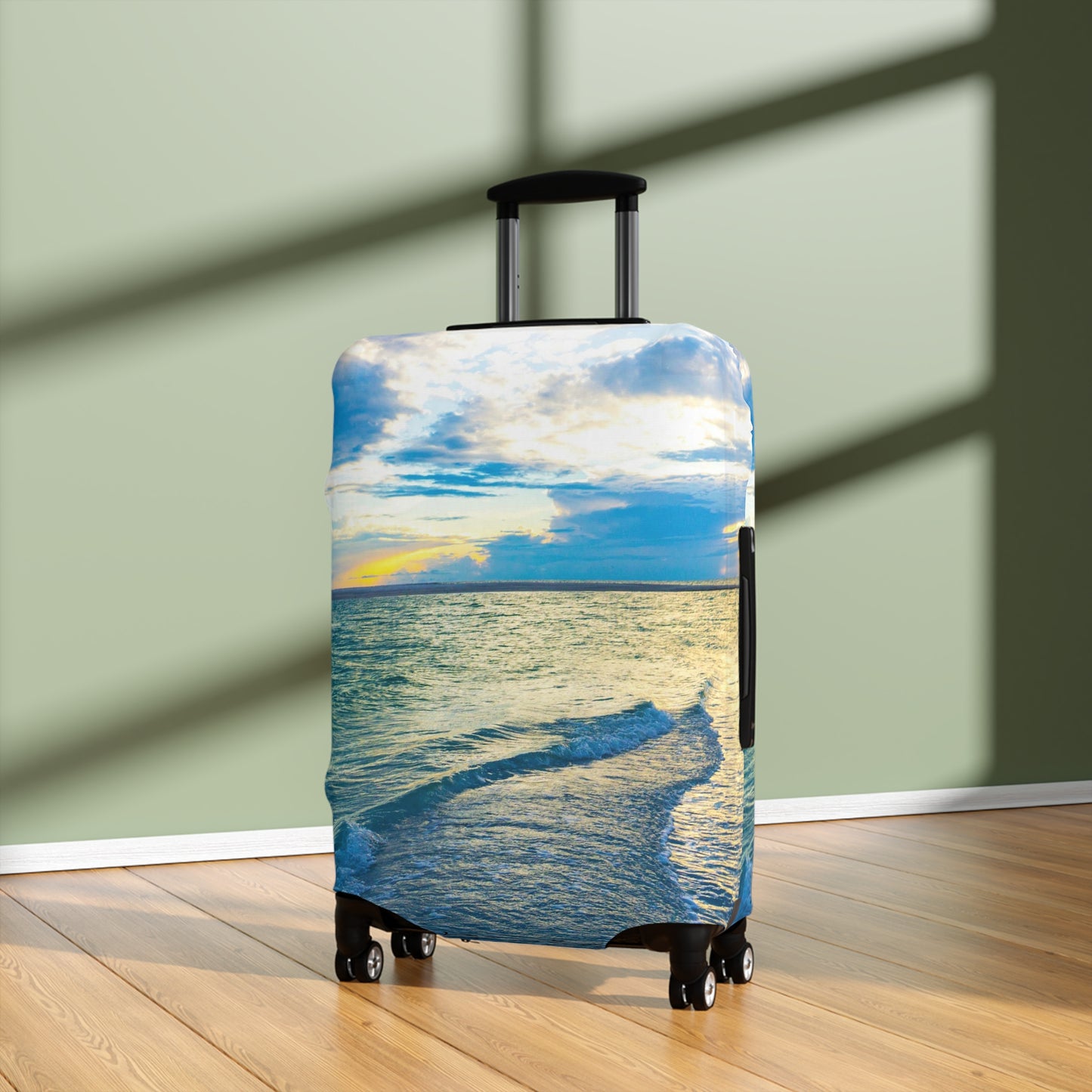 Blue Sea Glass Luggage Cover | Ocean Inspired Luggage Cover| Baggage Carousel Cover Luggage Cover| Travel Accessory |