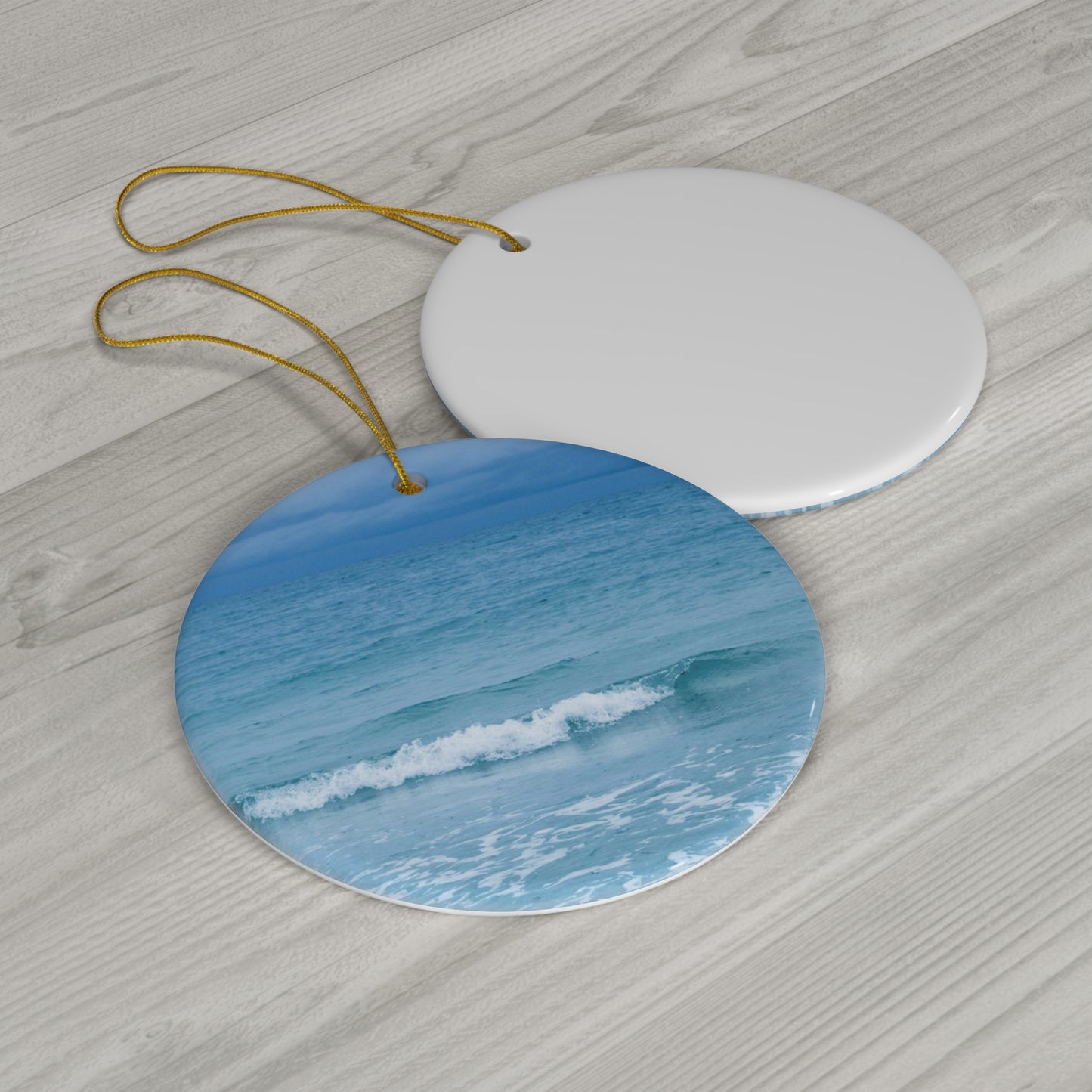 Blue Paradise Unique Coastal Ceramic Ornament| 4 Shapes| Artisan Ceramic Holiday Ornaments| Ocean Wave Ornament | Gifts| Siesta Key| Holiday Gift