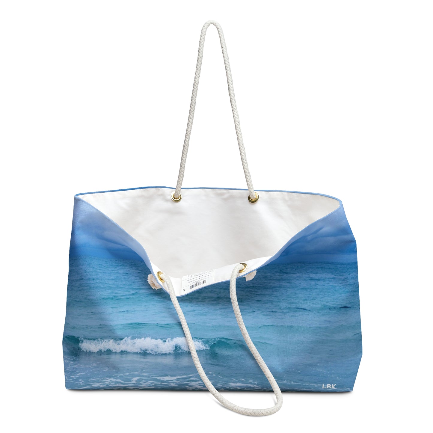 Ocean Wave Weekender Bag Durable Wide-Mouthed Blue Beach Tote with Rope handles