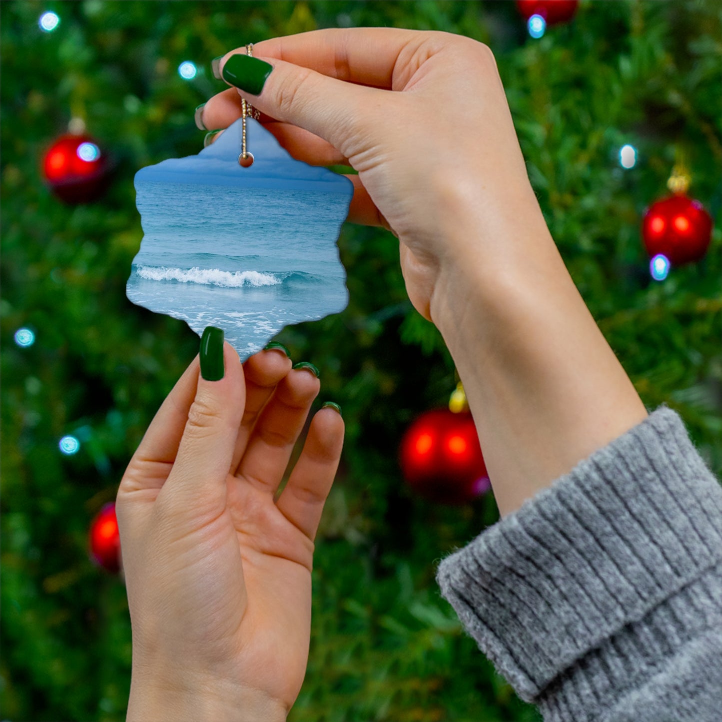 Blue Paradise Unique Coastal Ceramic Ornament| 4 Shapes| Artisan Ceramic Holiday Ornaments| Ocean Wave Ornament | Gifts| Siesta Key| Holiday Gift