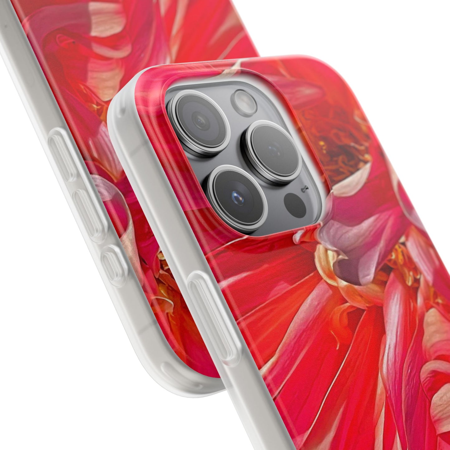 Ribbons of Color Flexi Floral iPhone Phone Case | Electronic Accessories| Orange-Red| Slim Fitting Case| Martha's Vineyard| Trendy