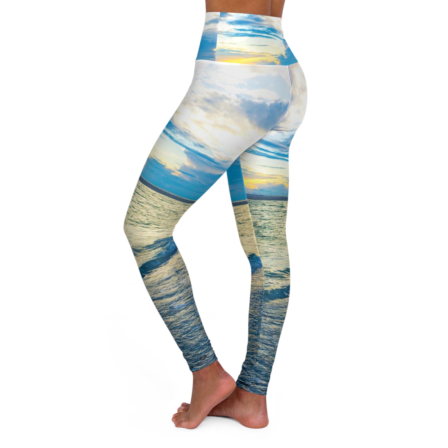 Blue Sea Glass - High Waisted Yoga Leggings| Sea Inspired Yoga Leggings| Women's Sportswear| Yoga Apparel| Gifts for Her| Siesta Key| Active Wear