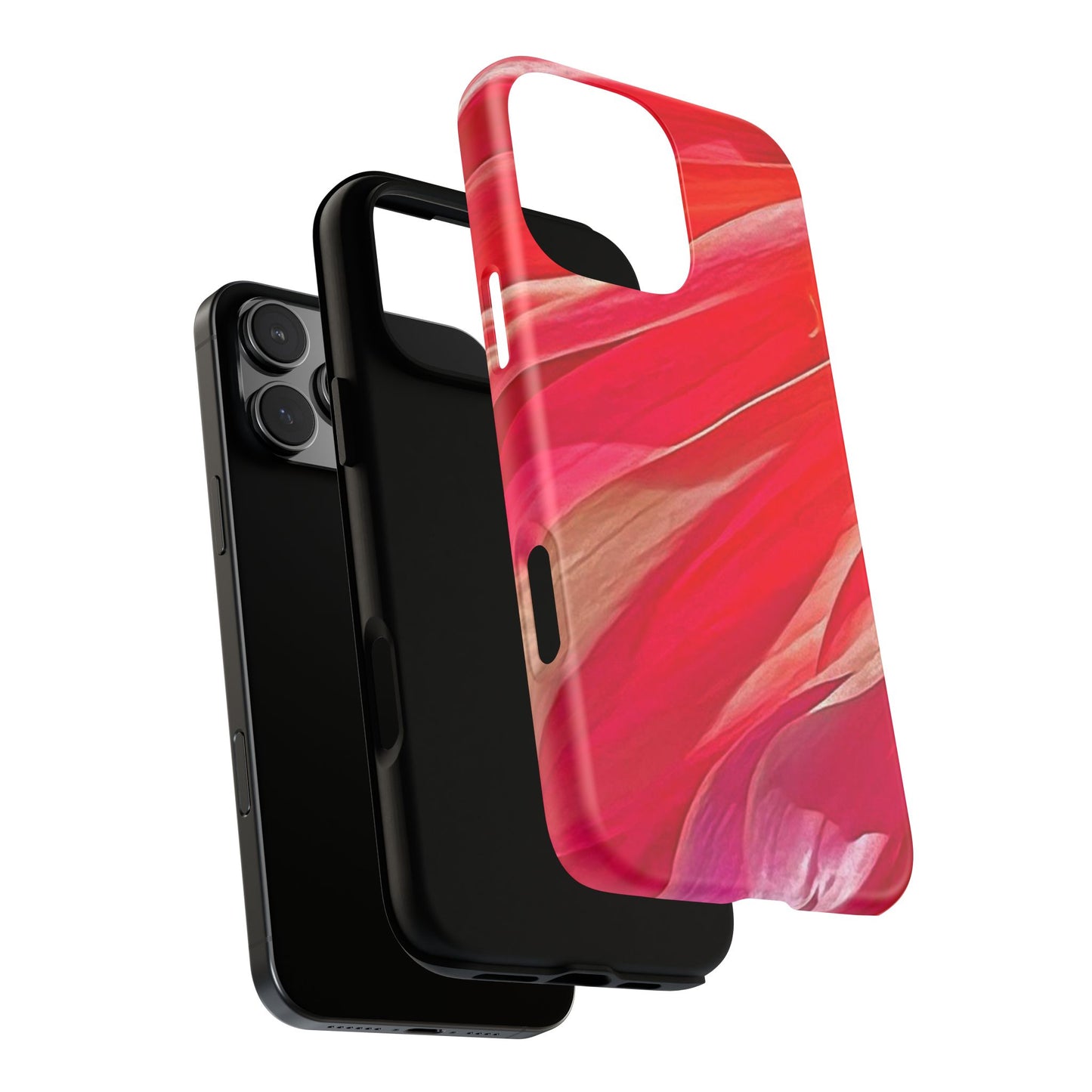 Ribbons of Color Floral Red Abstract Art Tough Phone Case for Apple iPhone, Samsung Galaxy, Google Pixel|Electronic Accessories|Great For Fall|Gifts|Nantucket