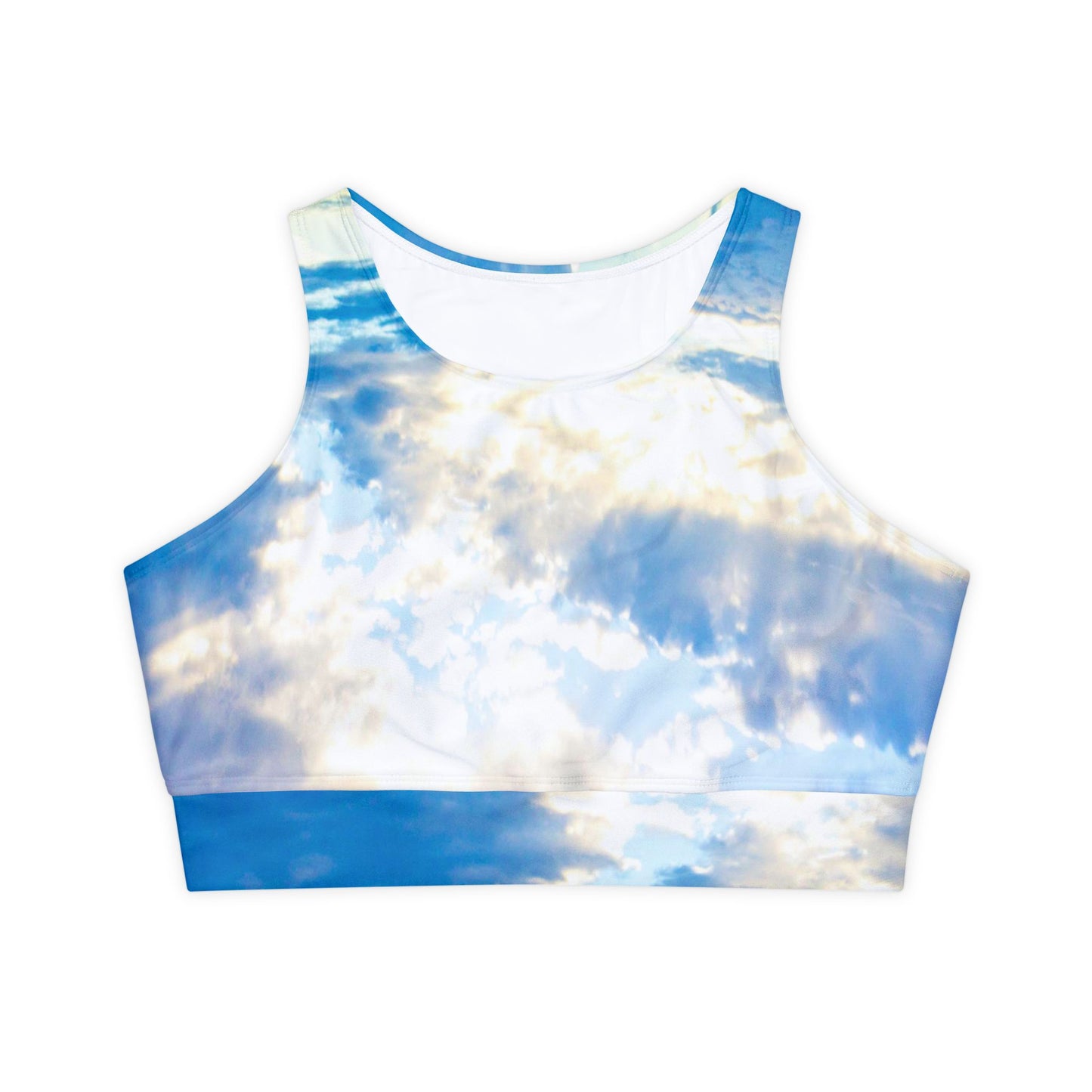 Padded Sports Bra|Yoga Sports Bra with High Neckline and Racerback Style|Ocean Inspired