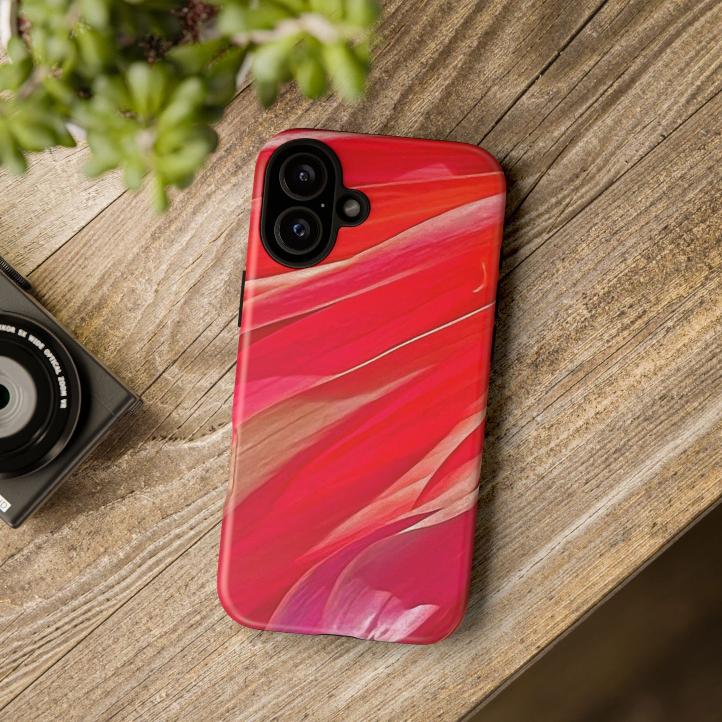 Ribbons of Color Floral Red Abstract Art Tough Phone Case for Apple iPhone, Samsung Galaxy, Google Pixel|Electronic Accessories|Great For Fall|Gifts|Nantucket