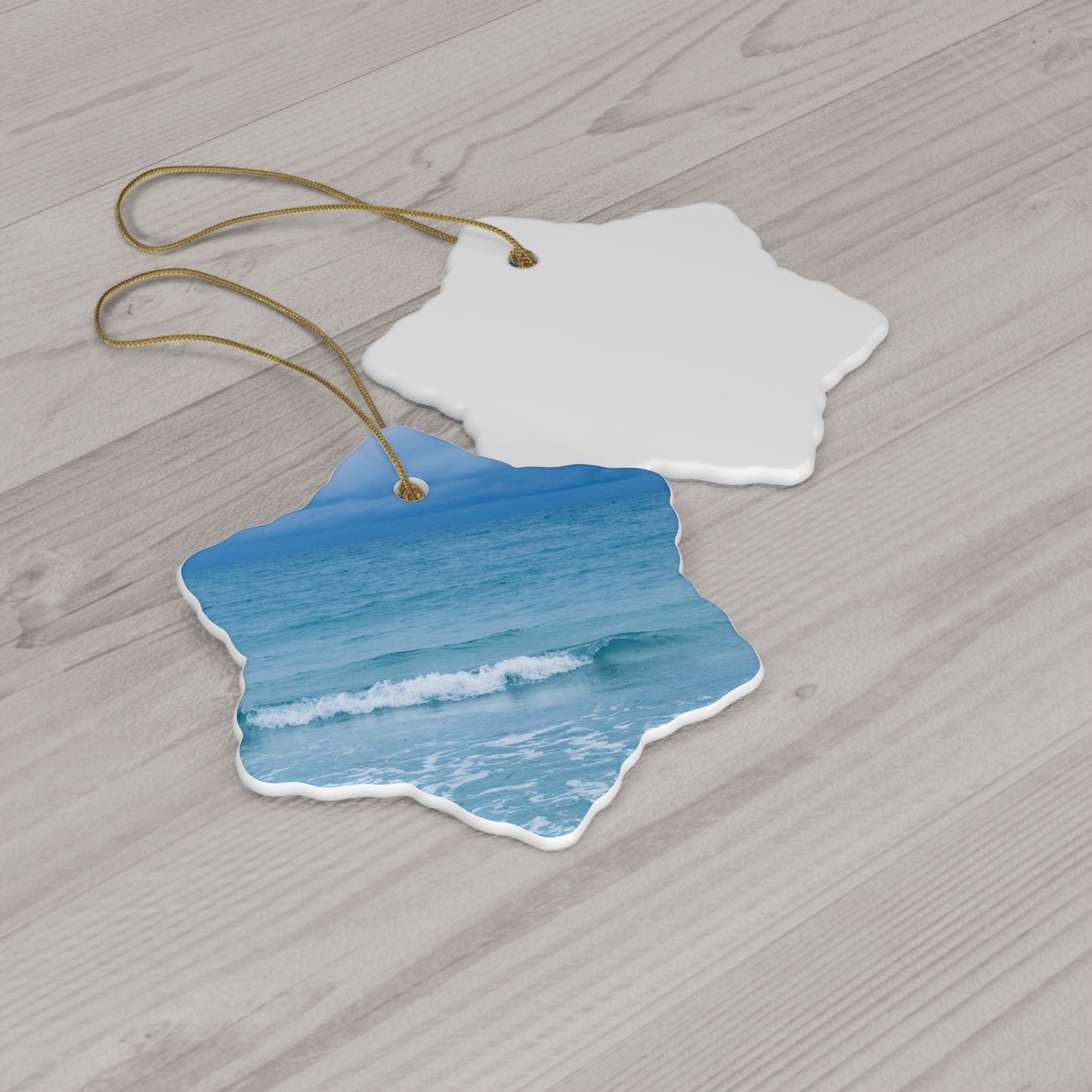 Blue Paradise Unique Coastal Ceramic Ornament| 4 Shapes| Artisan Ceramic Holiday Ornaments| Ocean Wave Ornament | Gifts| Siesta Key| Holiday Gift