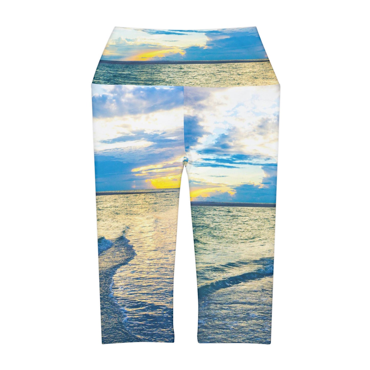 Capri Yoga Capri Leggings (AOP) | Blue Sea Glass| Capri Yoga Leggings| Gifts for Her| Women's Sportswear | Siesta Key|