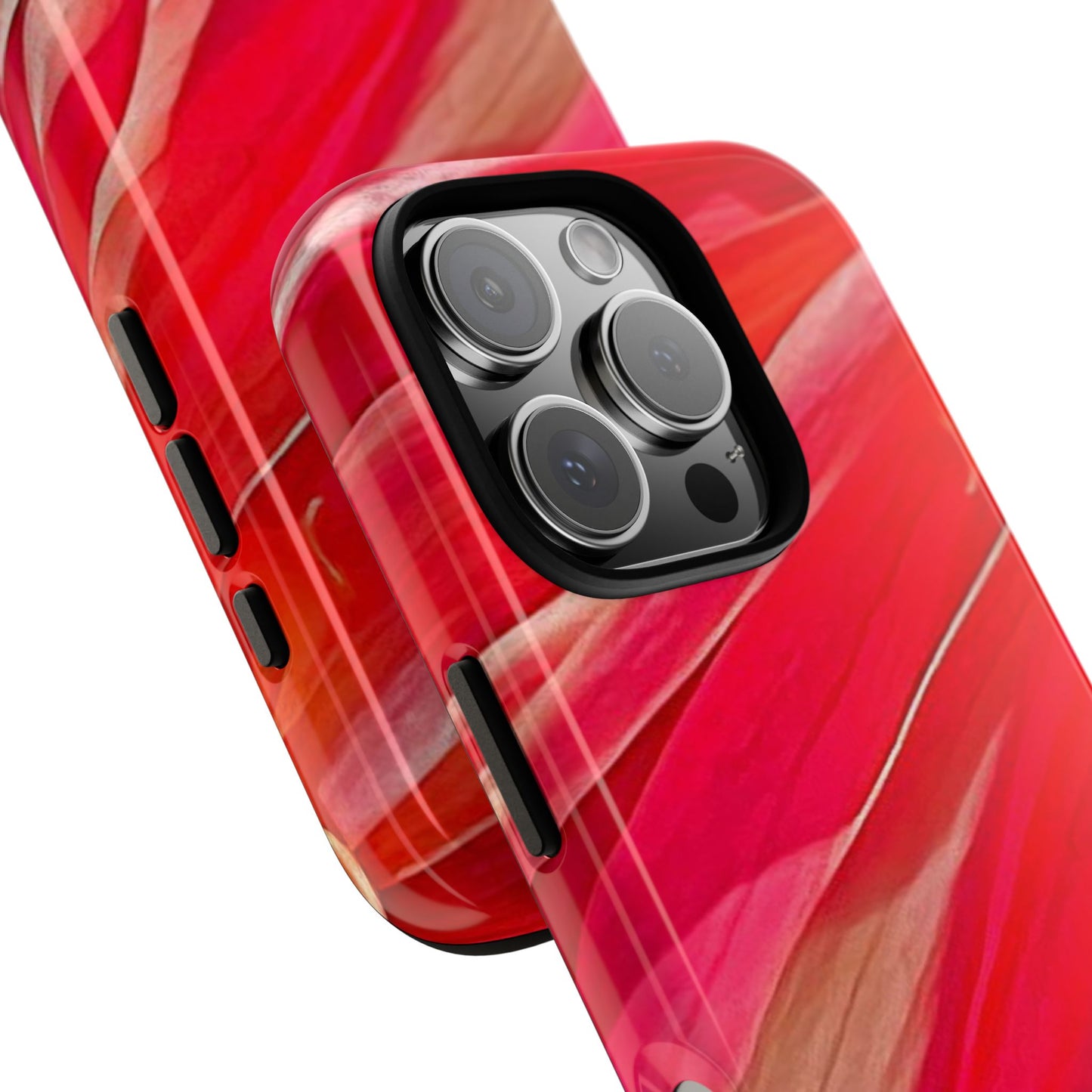 Ribbons of Color Floral Red Abstract Art Tough Phone Case for Apple iPhone, Samsung Galaxy, Google Pixel|Electronic Accessories|Great For Fall|Gifts|Nantucket