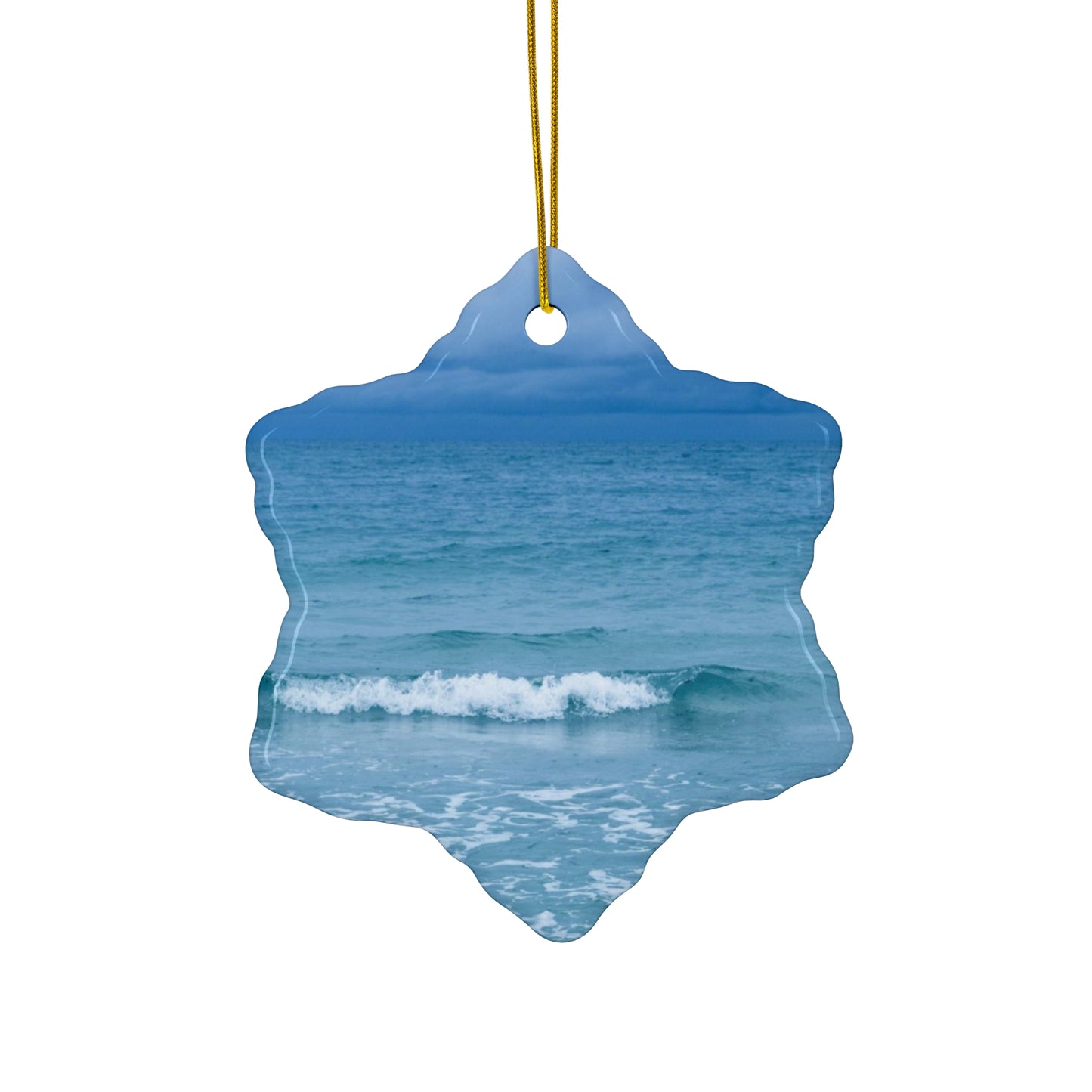 Blue Paradise Unique Coastal Ceramic Ornament| 4 Shapes| Artisan Ceramic Holiday Ornaments| Ocean Wave Ornament | Gifts| Siesta Key| Holiday Gift