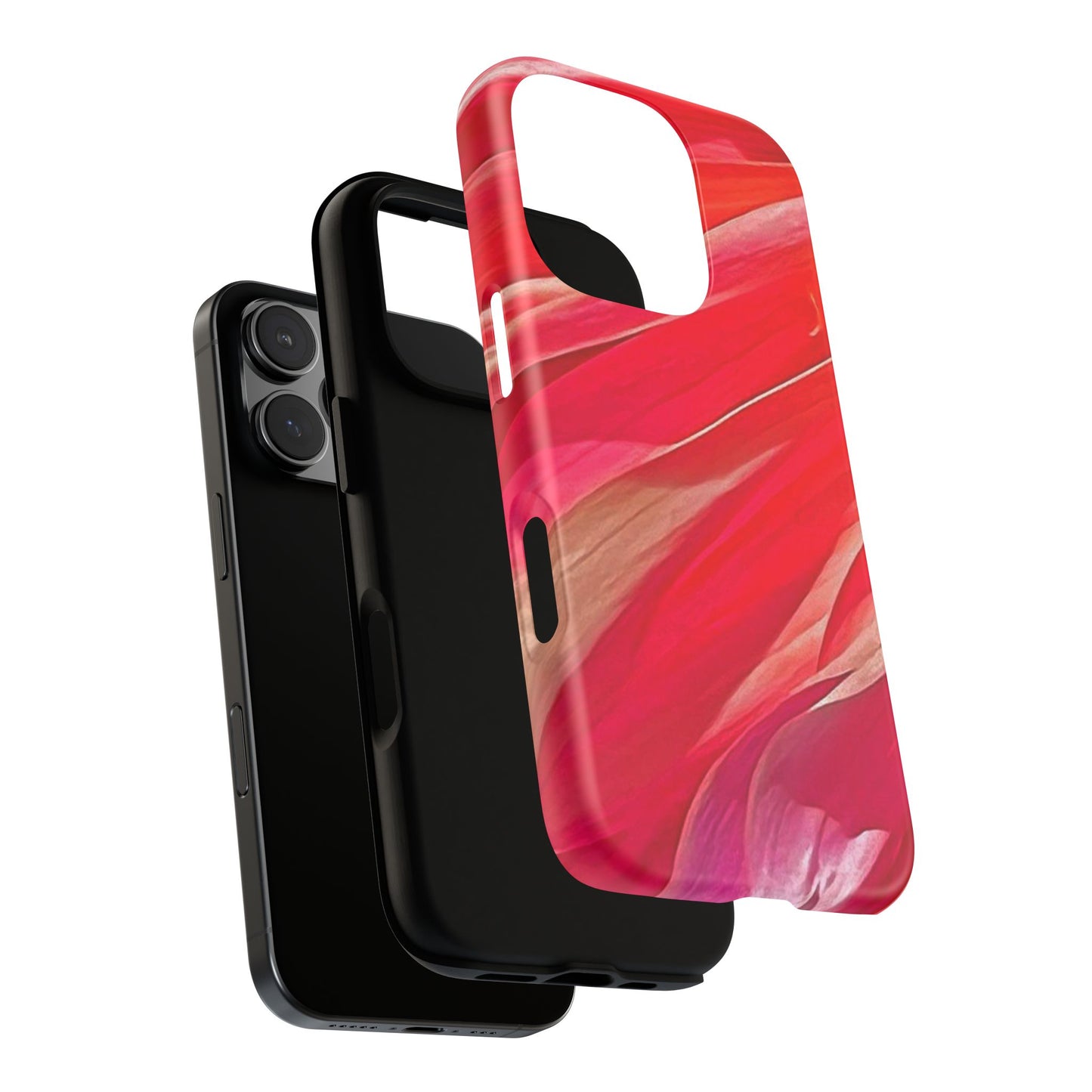 Ribbons of Color Floral Red Abstract Art Tough Phone Case for Apple iPhone, Samsung Galaxy, Google Pixel|Electronic Accessories|Great For Fall|Gifts|Nantucket