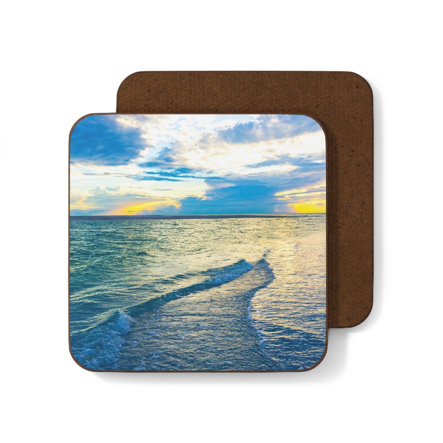 Blue Sea Glass Hardboard Back Coaster Stylish Hardboard Back Coaster Ocean-themed Coaster Housewarming Gift