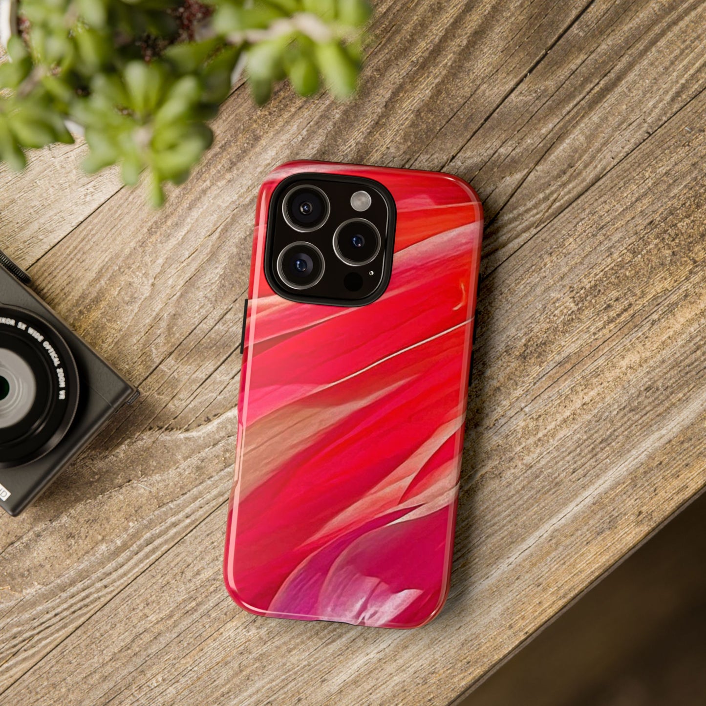 Ribbons of Color Floral Red Abstract Art Tough Phone Case for Apple iPhone, Samsung Galaxy, Google Pixel|Electronic Accessories|Great For Fall|Gifts|Nantucket