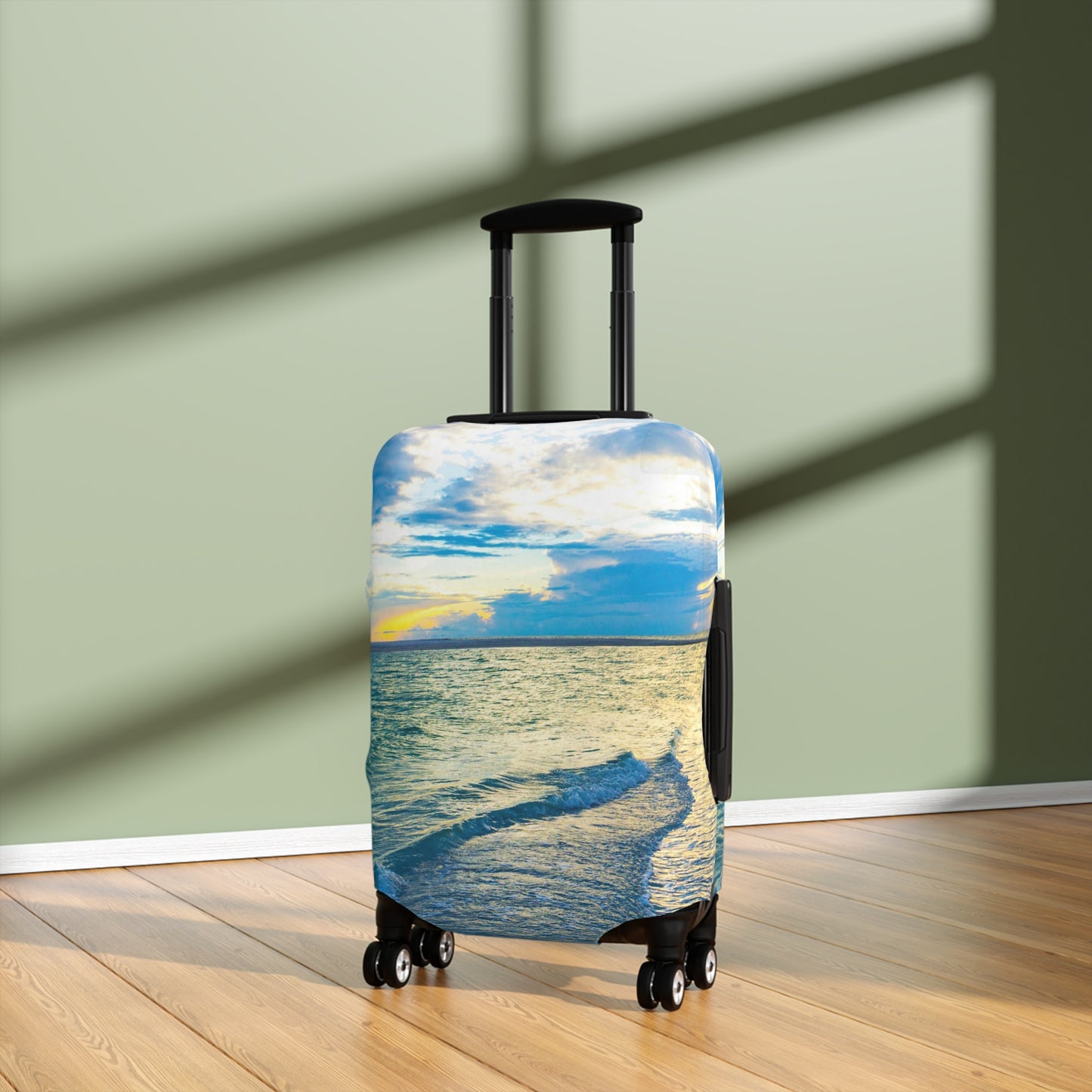 Blue Sea Glass Luggage Cover | Ocean Inspired Luggage Cover| Baggage Carousel Cover Luggage Cover| Travel Accessory |