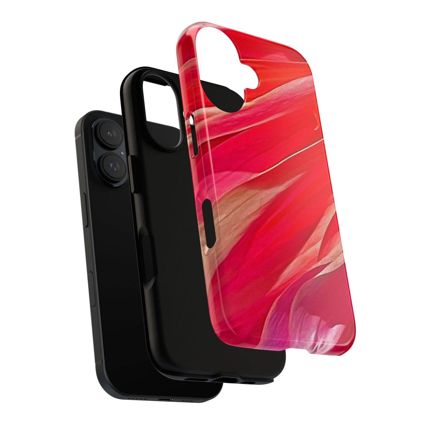 Ribbons of Color Floral Red Abstract Art Tough Phone Case for Apple iPhone, Samsung Galaxy, Google Pixel|Electronic Accessories|Great For Fall|Gifts|Nantucket