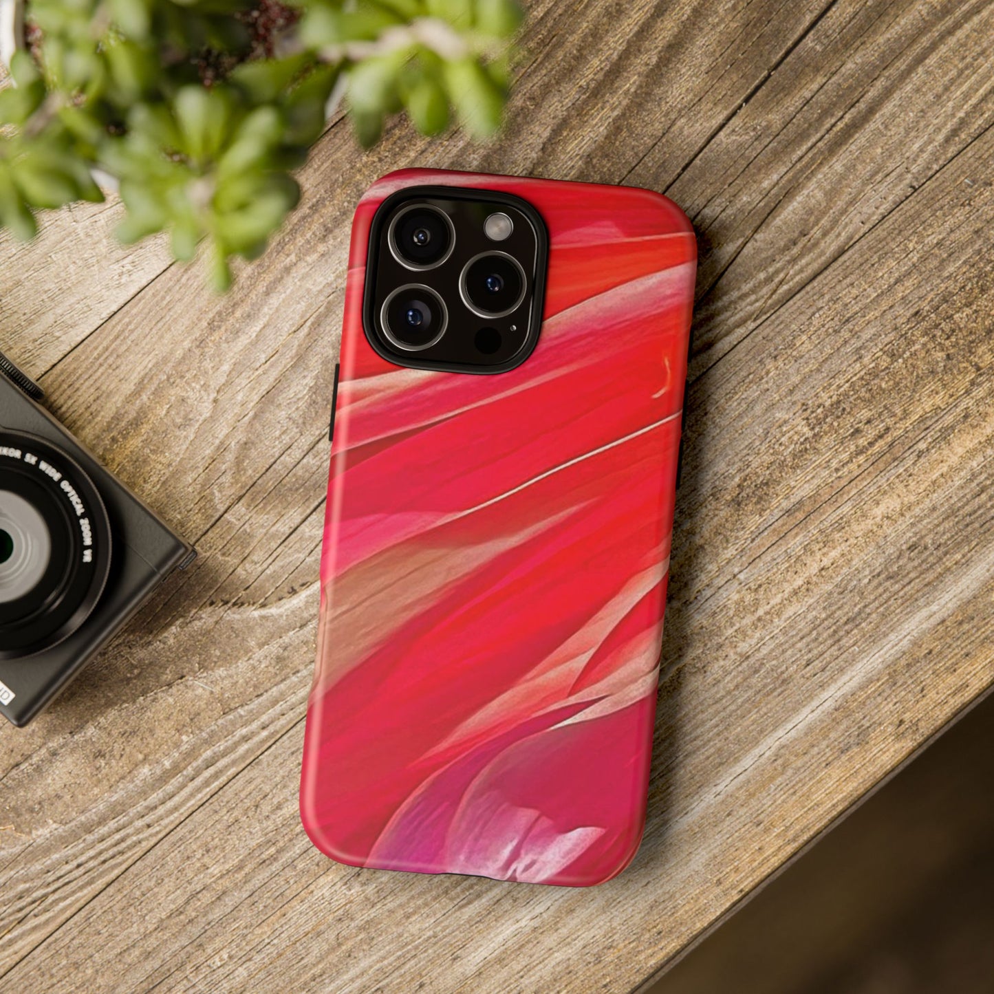 Ribbons of Color Floral Red Abstract Art Tough Phone Case for Apple iPhone, Samsung Galaxy, Google Pixel|Electronic Accessories|Great For Fall|Gifts|Nantucket