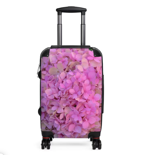 Pink Hydrangea Floral Suitcase: Stylish Travel Luggage