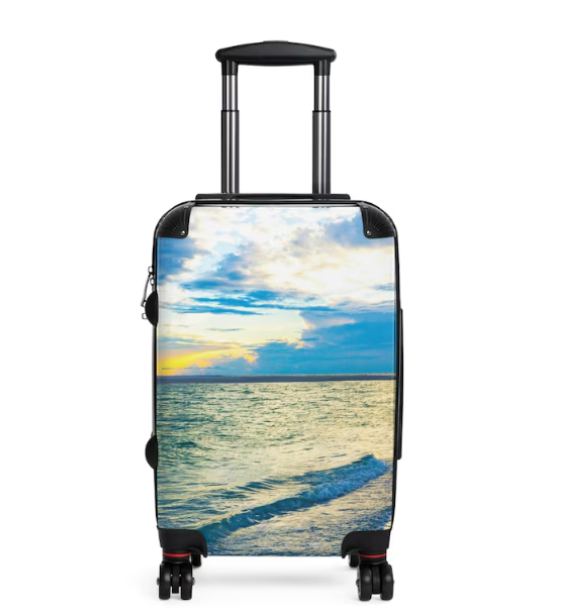 Blue Sea Glass Rolling Suitcase: Polycarbonate Luggage, Travel Gear