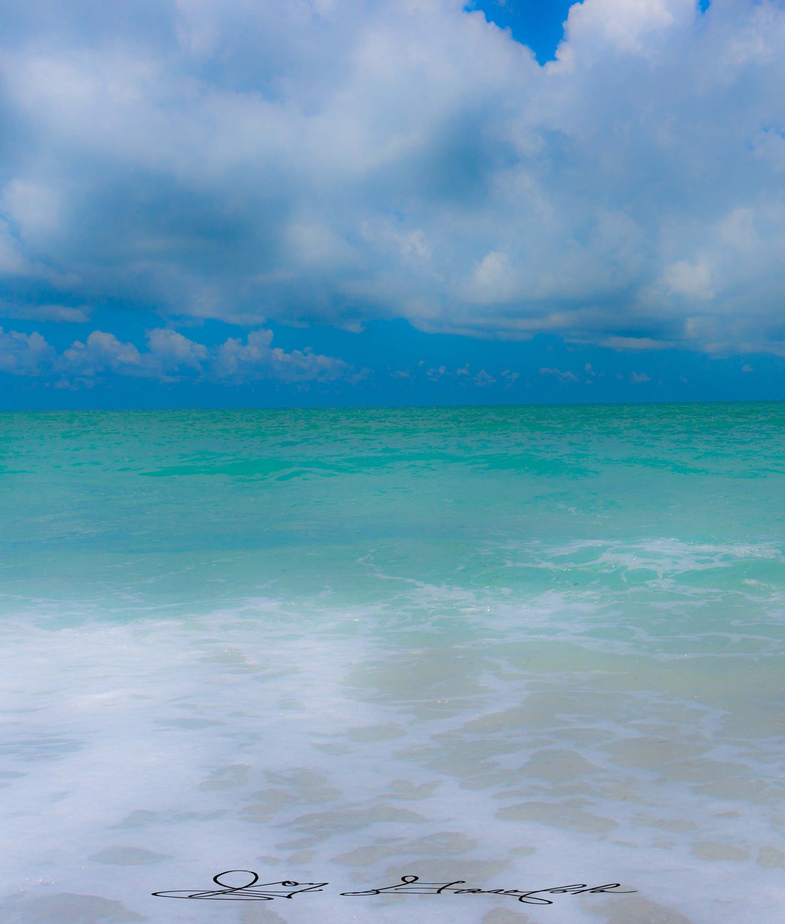 3D Mug - A breathtaking ocean view with crystal-clear turquoise waters stretching to the horizon, framed by a cloudless blue sky above, and gently rolling waves breaking on a pristine sandy beach below. Perfect gift ideas for ocean lovers