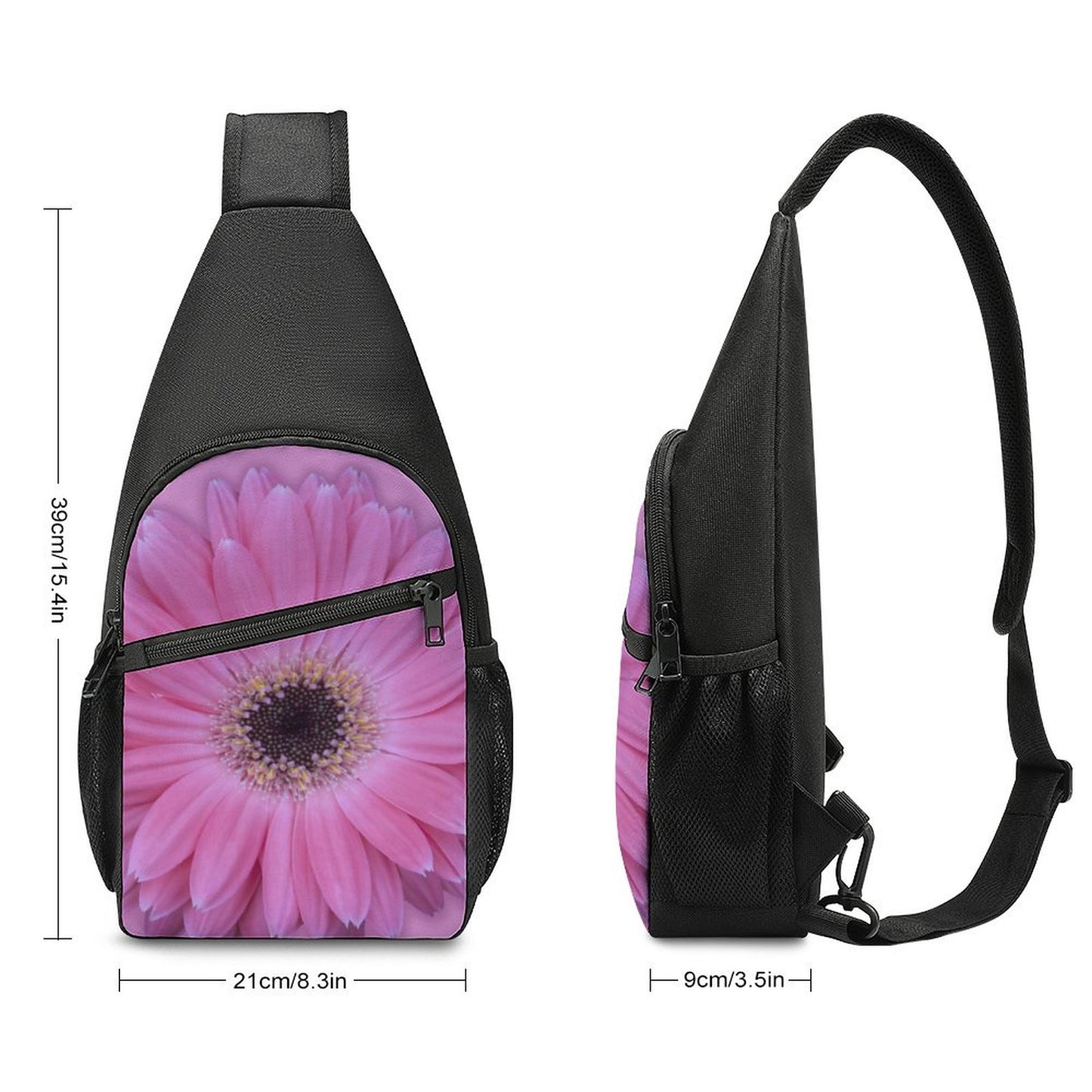 Pink Gerber Daisy Sling Bags with Single Shoulder