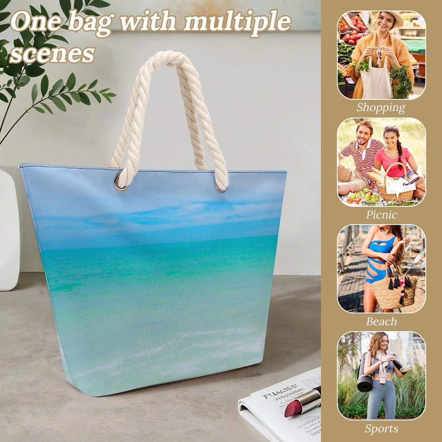 Large Indigo Jute Tote Bag