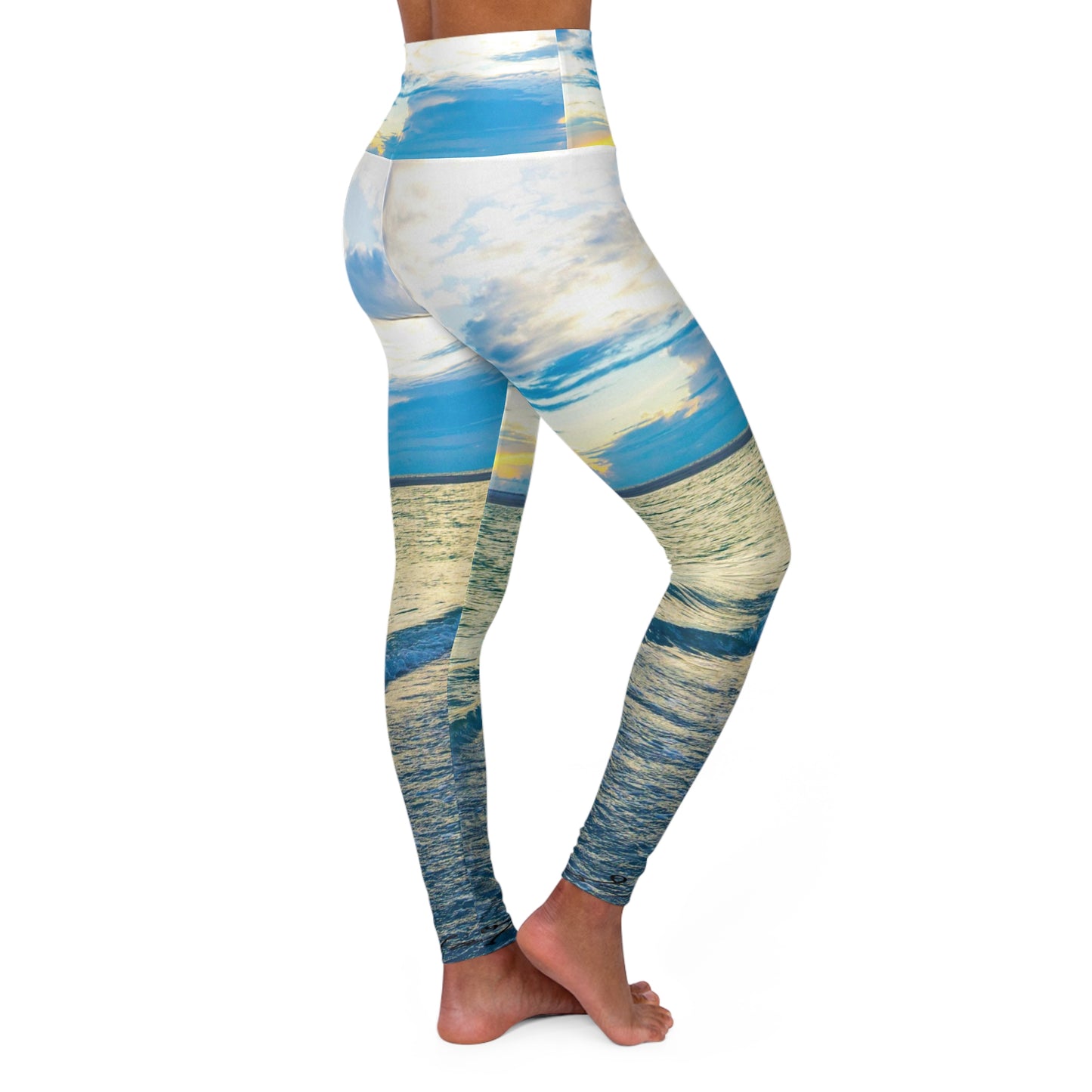 Beautifully Stylish Blue Sea Glass | High-Waisted Leggings | Skinny Fit Yoga Leggings | Athleisure Wardrobe Leggings | Yoga Leggings | Ocean Inspired | Leggings|ActiveWear