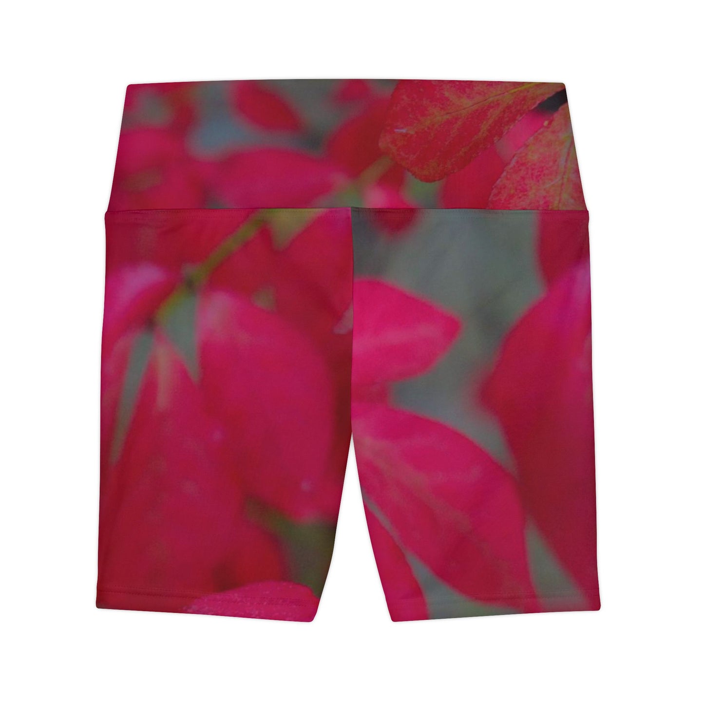 Taupe & Grey High Waisted Floral Yoga Exercise Shorts for Women