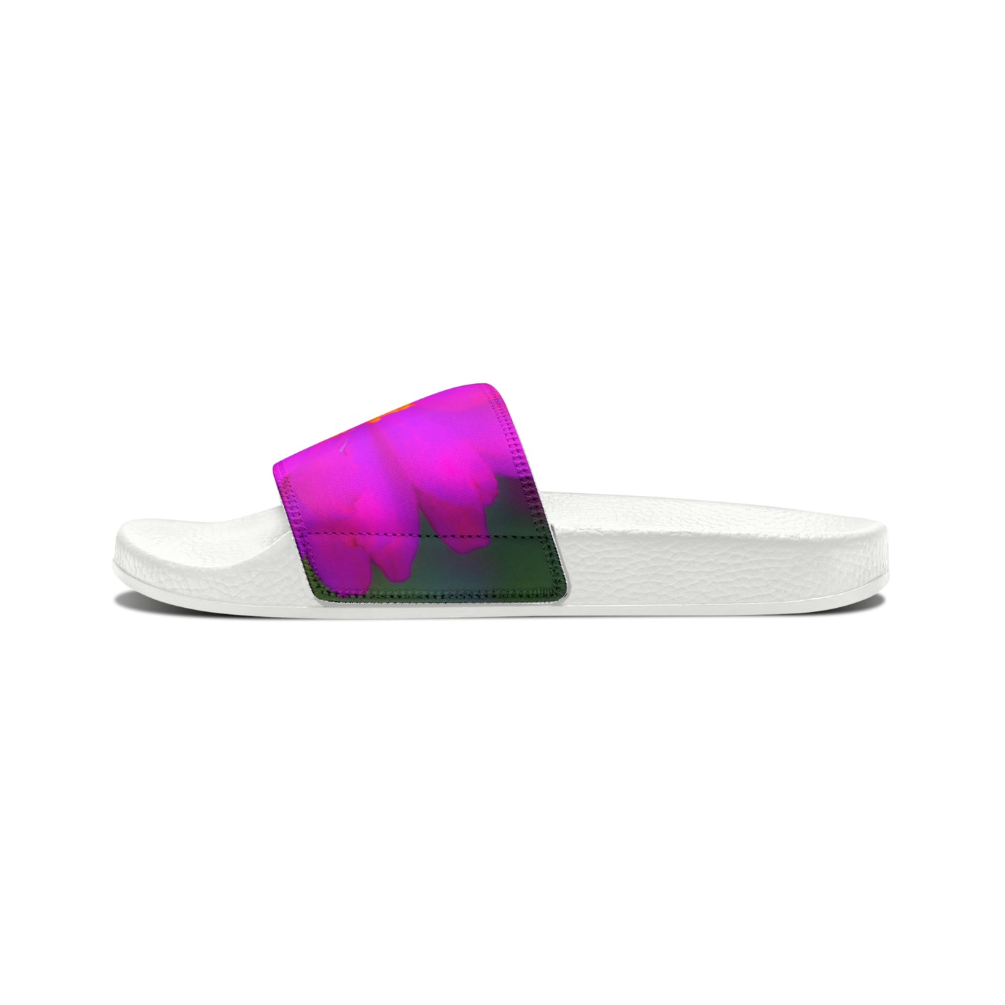 Flower Power Women's PU Slide Sandals Slide-on Floral Sandals For Women Summer Floral Slide Shoes