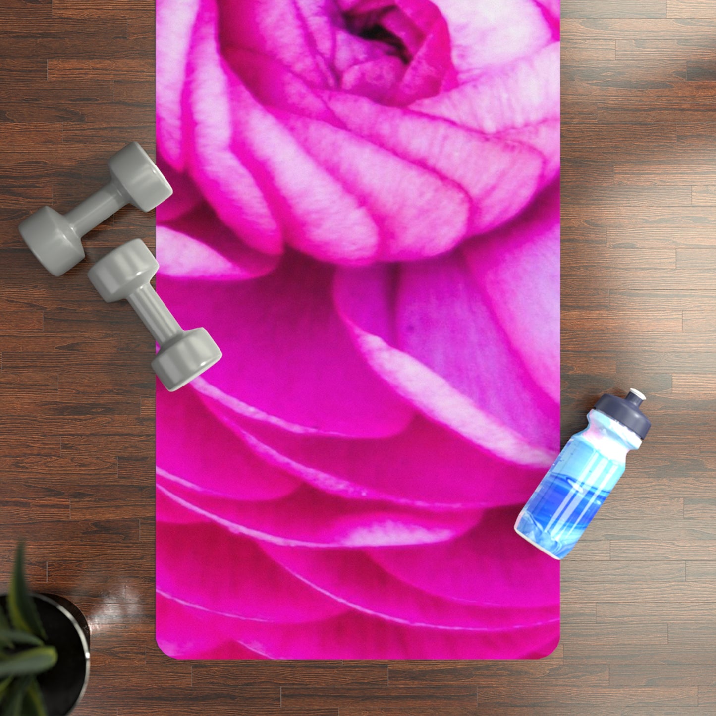 Floral Yoga Mat, Pink Rose Floral Foam Yoga Mat, Exercise Mat, Fitness Mat, Non-Slip Mat, Anti Slip Backing Secure Grip, Gift for Her