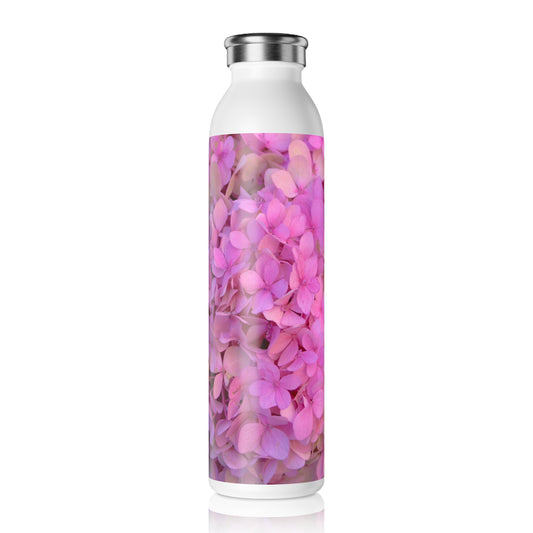 Blush Globe Slim Water Bottle Pink Hydrangea Slim 20oz double-wall Stainless Steel Bottle Stainless Steel Bottle with Stylish Lid