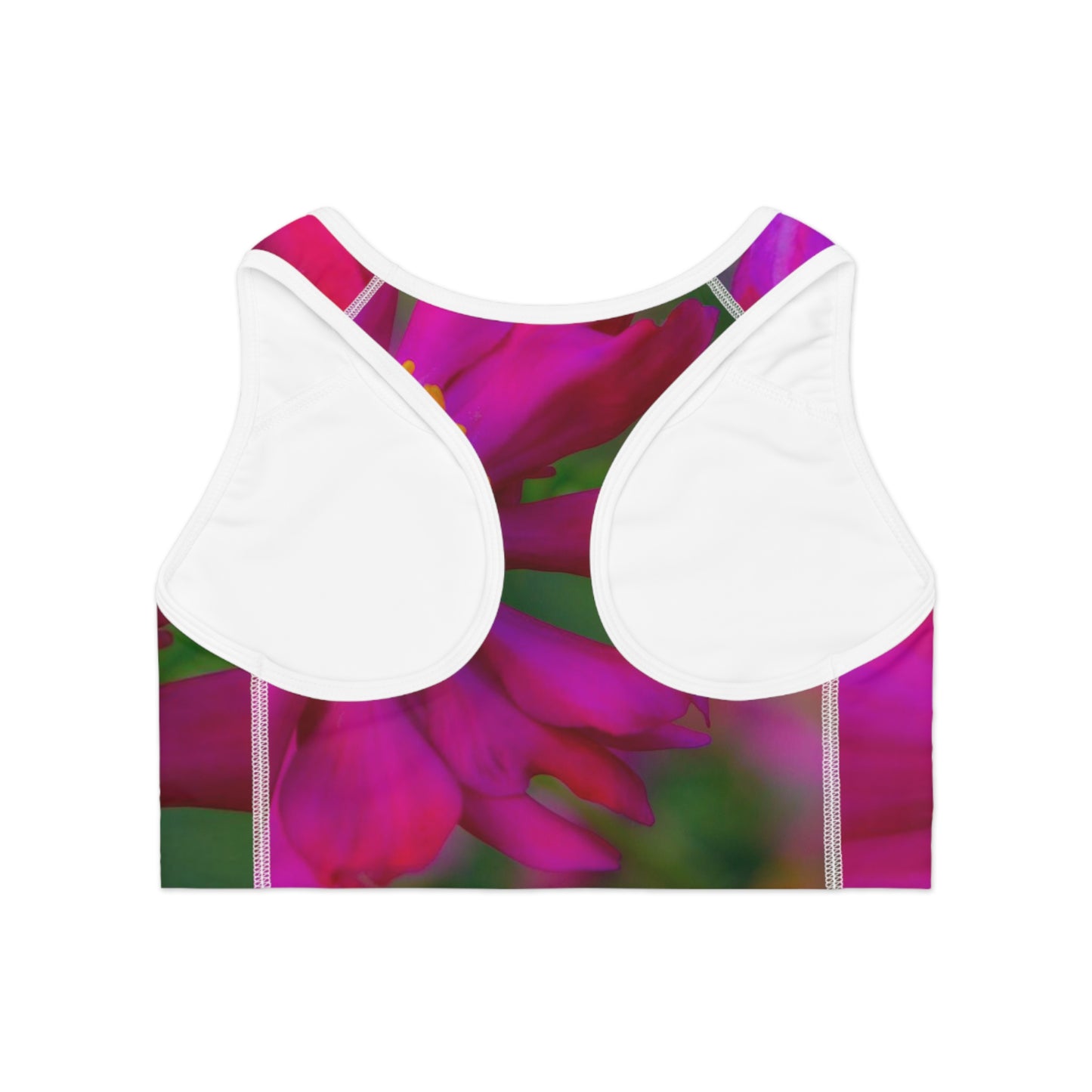 Pink Floral Sports Bra, Women's Yoga Fitness Bra