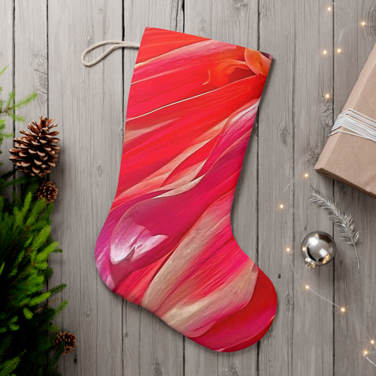 Ribbons of Color Santa Stocking Unique Soft Suede Faux with Hanging Loop| Floral Stocking| Christmas Stocking| Red Stocking| Nantucket