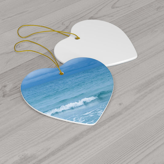 Blue Paradise Unique Coastal Ceramic Ornament| 4 Shapes| Artisan Ceramic Holiday Ornaments| Ocean Wave Ornament | Gifts| Siesta Key| Holiday Gift