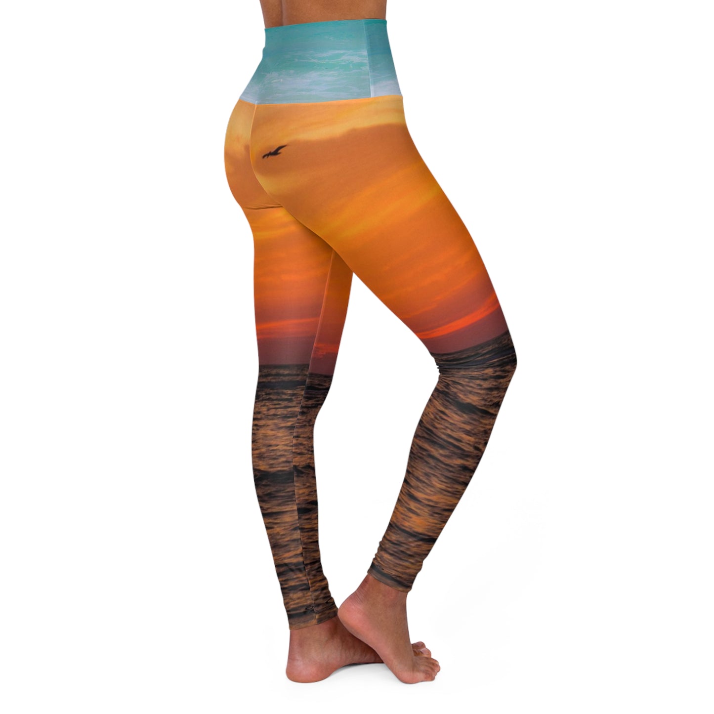 Tangerine Yoga Leggings, Ocean Inspired High Waisted Pants, Women's Tights, Stretchy Athletic Leggings, Orange Activewear, Comfortable