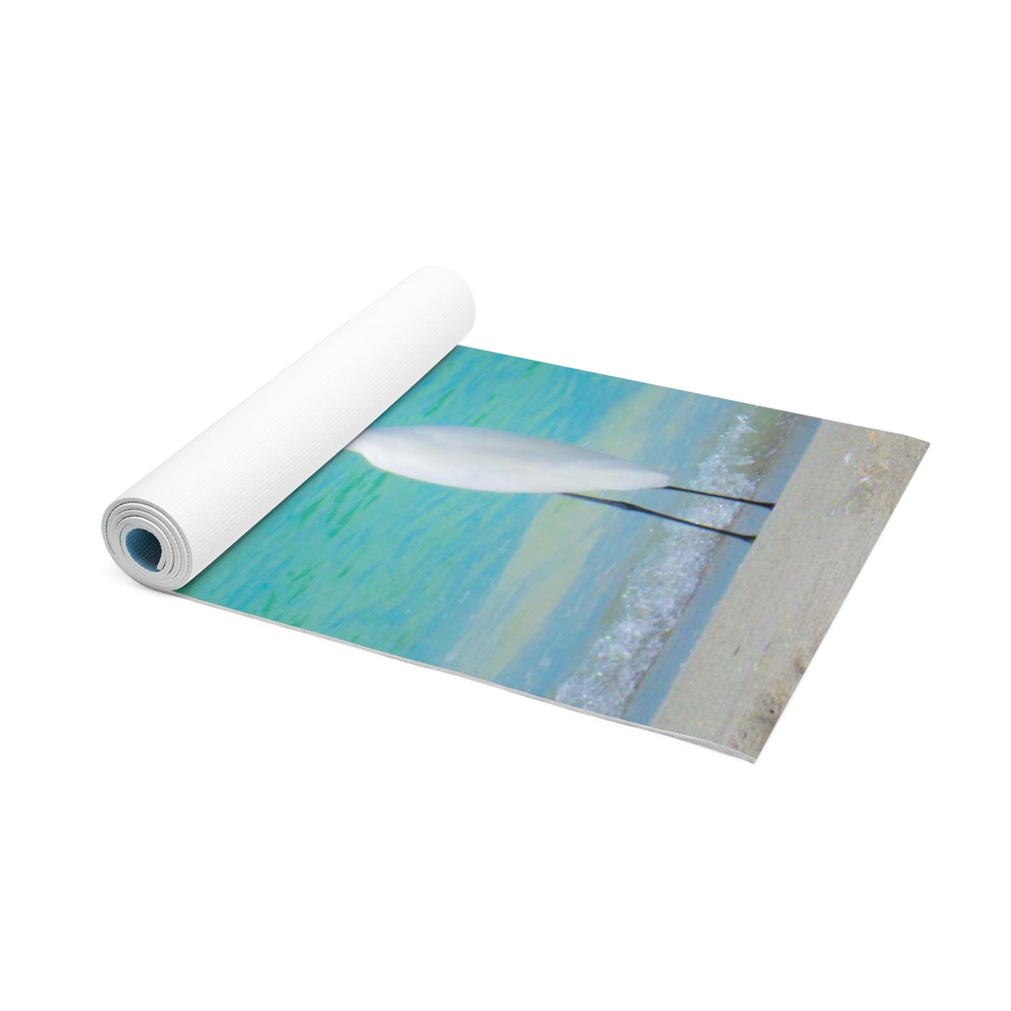 Great White Egret Yoga Mat, Meditation Mat, Exercise Mat, Pilates Mat, Eco-Friendly Mat, Blue & White