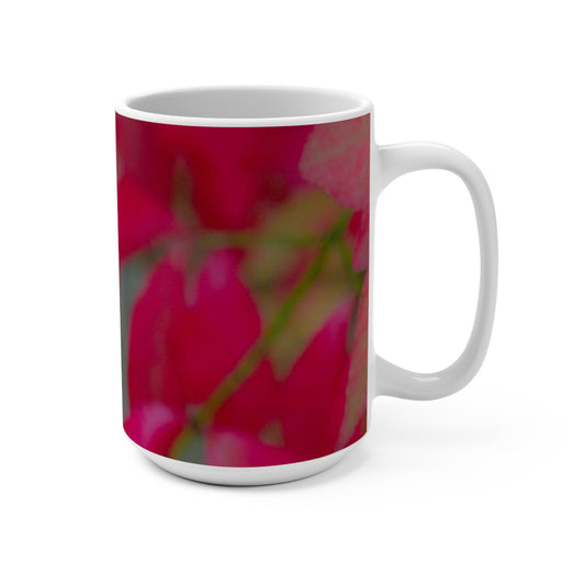 Floral Mug 15oz Beautifully Serene Large White Ceramic Coffee Mug  15oz Tea Lover's Cup  Oversized Coffee Mug