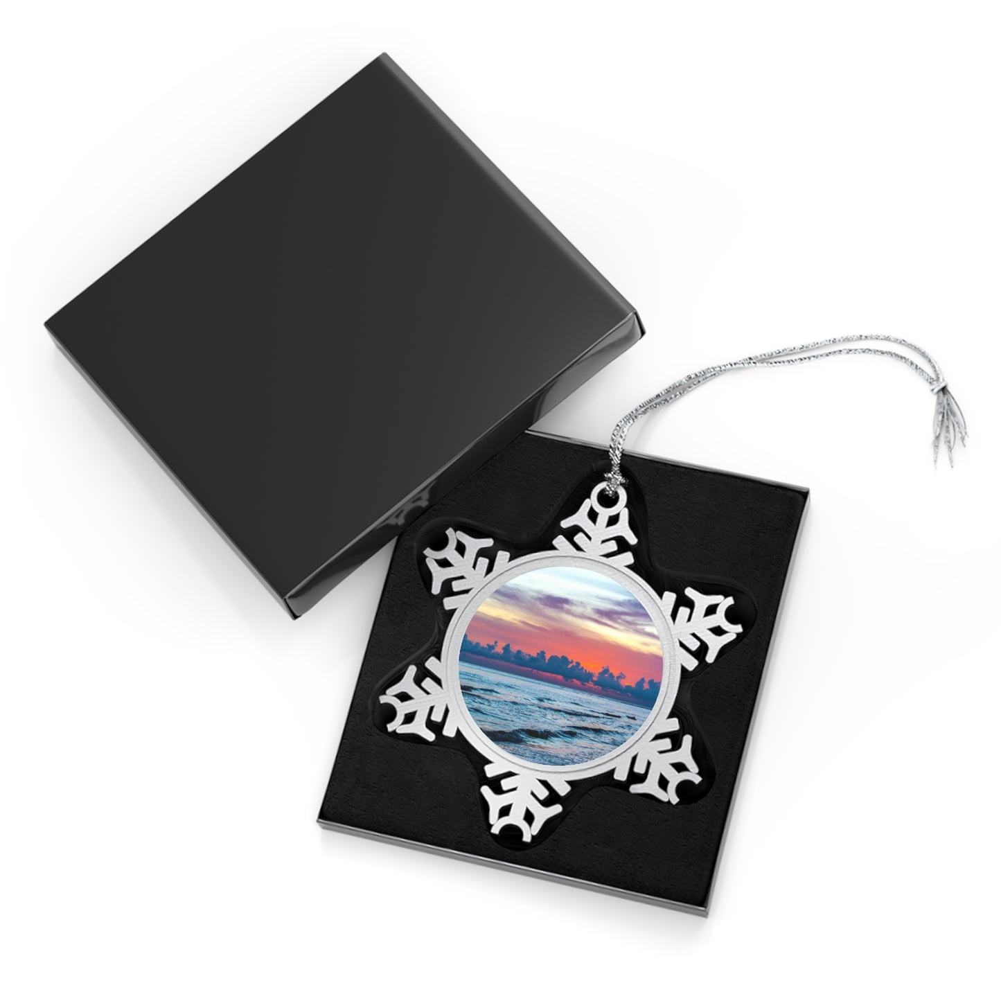 Amber Rose Pewter Snowflake Ornament Unique High-quality Pewter Ornaments with Picture