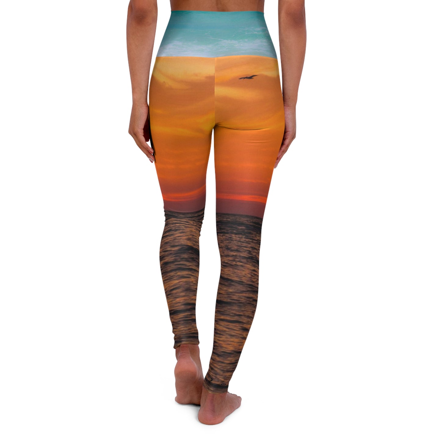 Tangerine Yoga Leggings, Ocean Inspired High Waisted Pants, Women's Tights, Stretchy Athletic Leggings, Orange Activewear, Comfortable