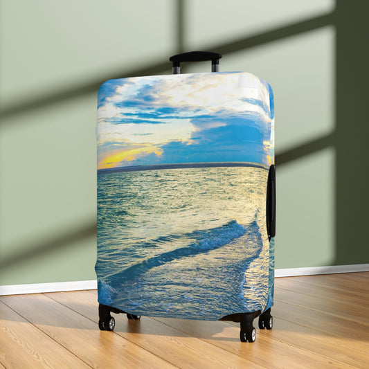 Blue Sea Glass Luggage Cover | Ocean Inspired Luggage Cover| Baggage Carousel Cover Luggage Cover| Travel Accessory |