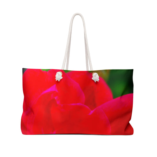 Red Rose Weekender Bag Large Oversized Weekender Beach Tote With Rope Handles
