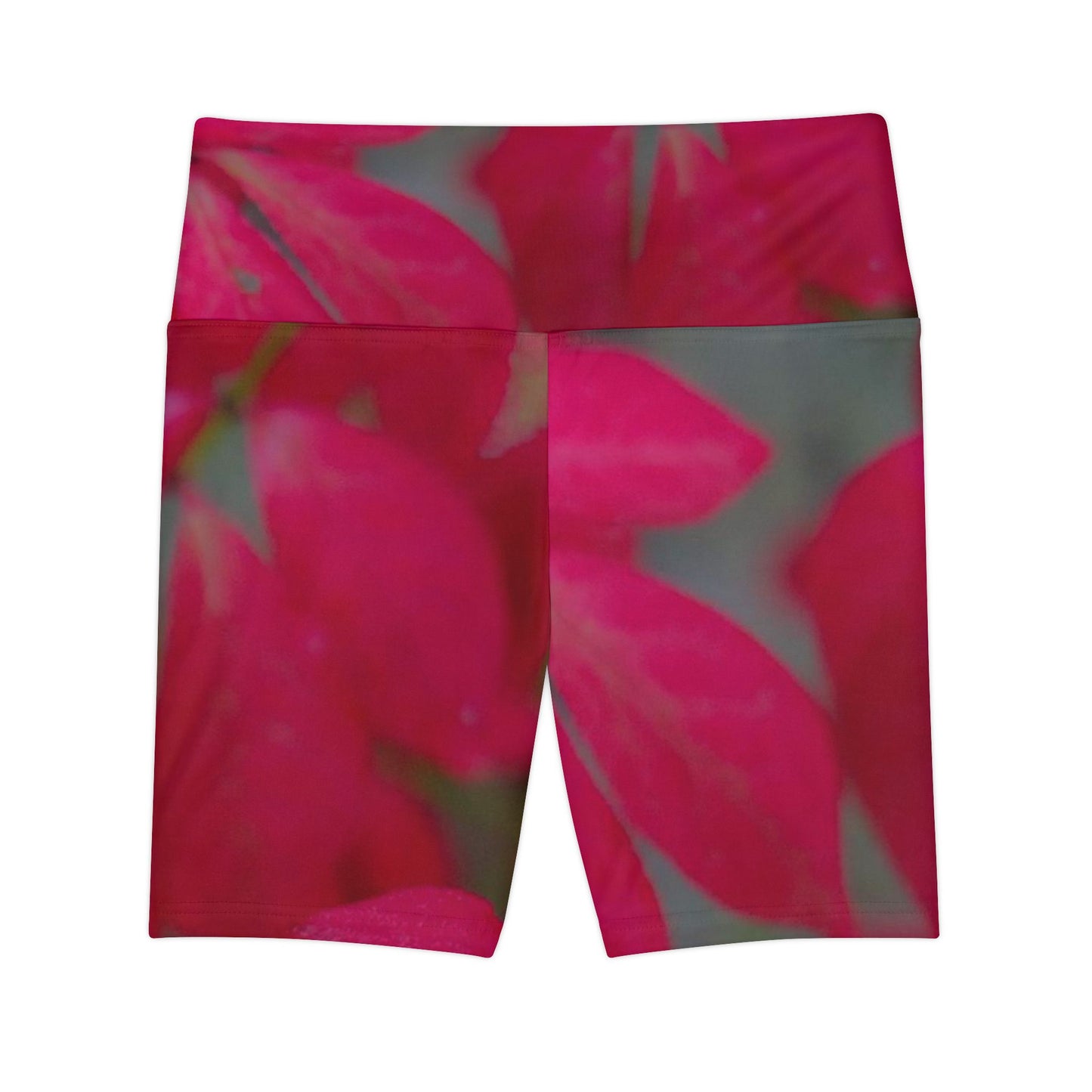 Taupe & Grey High Waisted Floral Yoga Exercise Shorts for Women