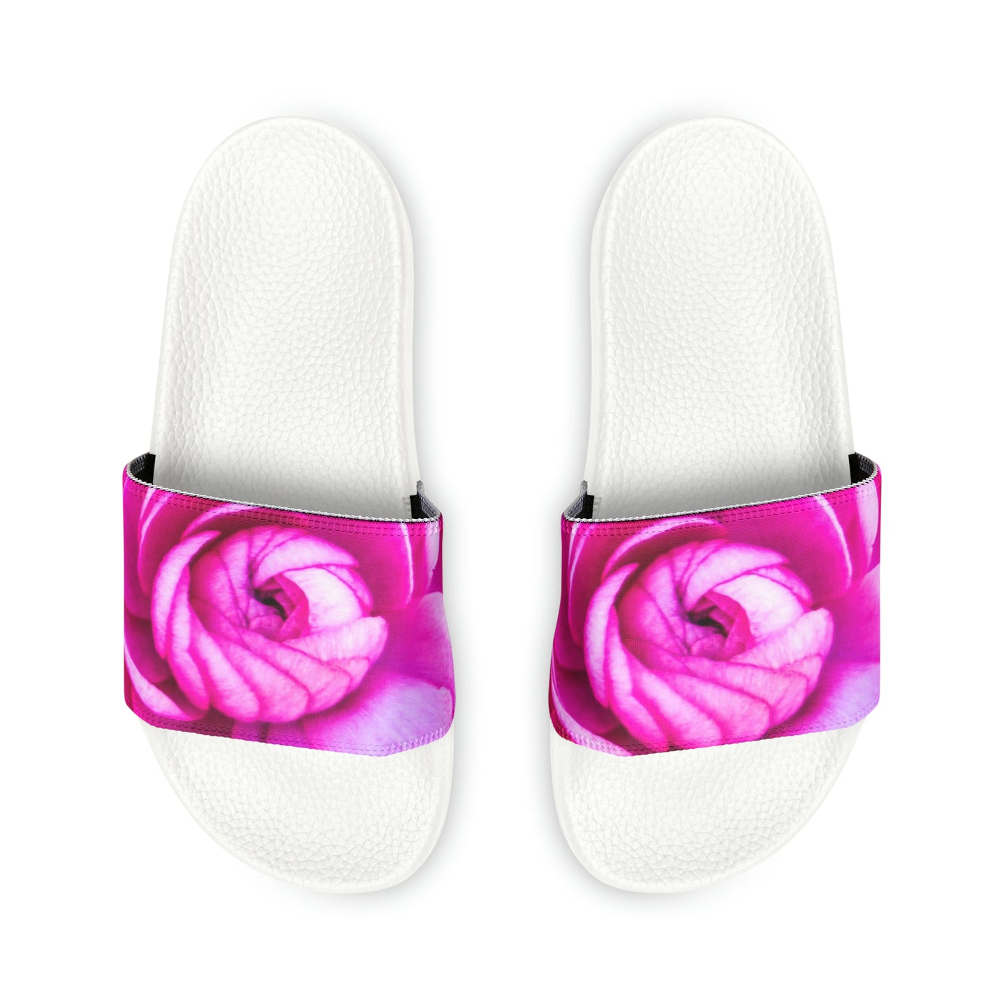 Blush Rose Women's PU Slide Sandals Women's PU Slide Sandals Slide-on Floral Sandals For Women Women's Summer Floral Slide