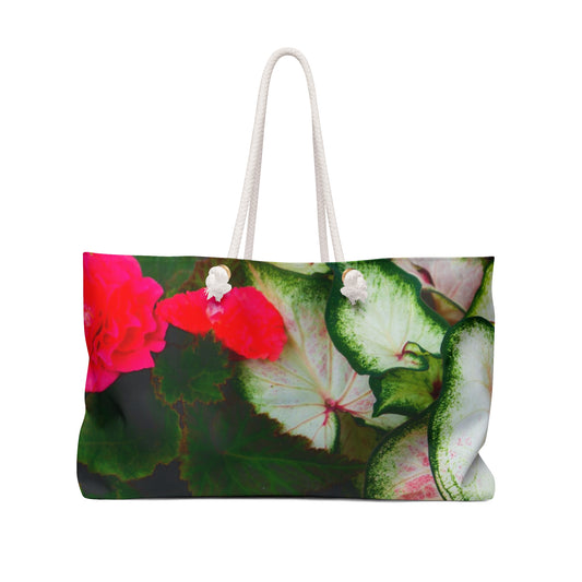 Floral Weekender Bag Wide-Mouthed Beach Tote with Rope Handles