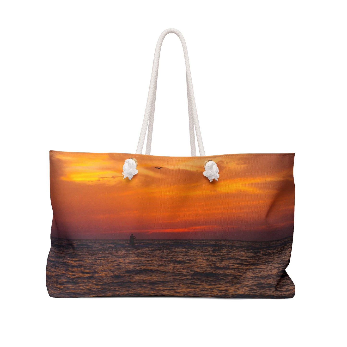 Sunset Weekender Bag Oversized Wide-mouthed Beach Tote with Rope Handles
