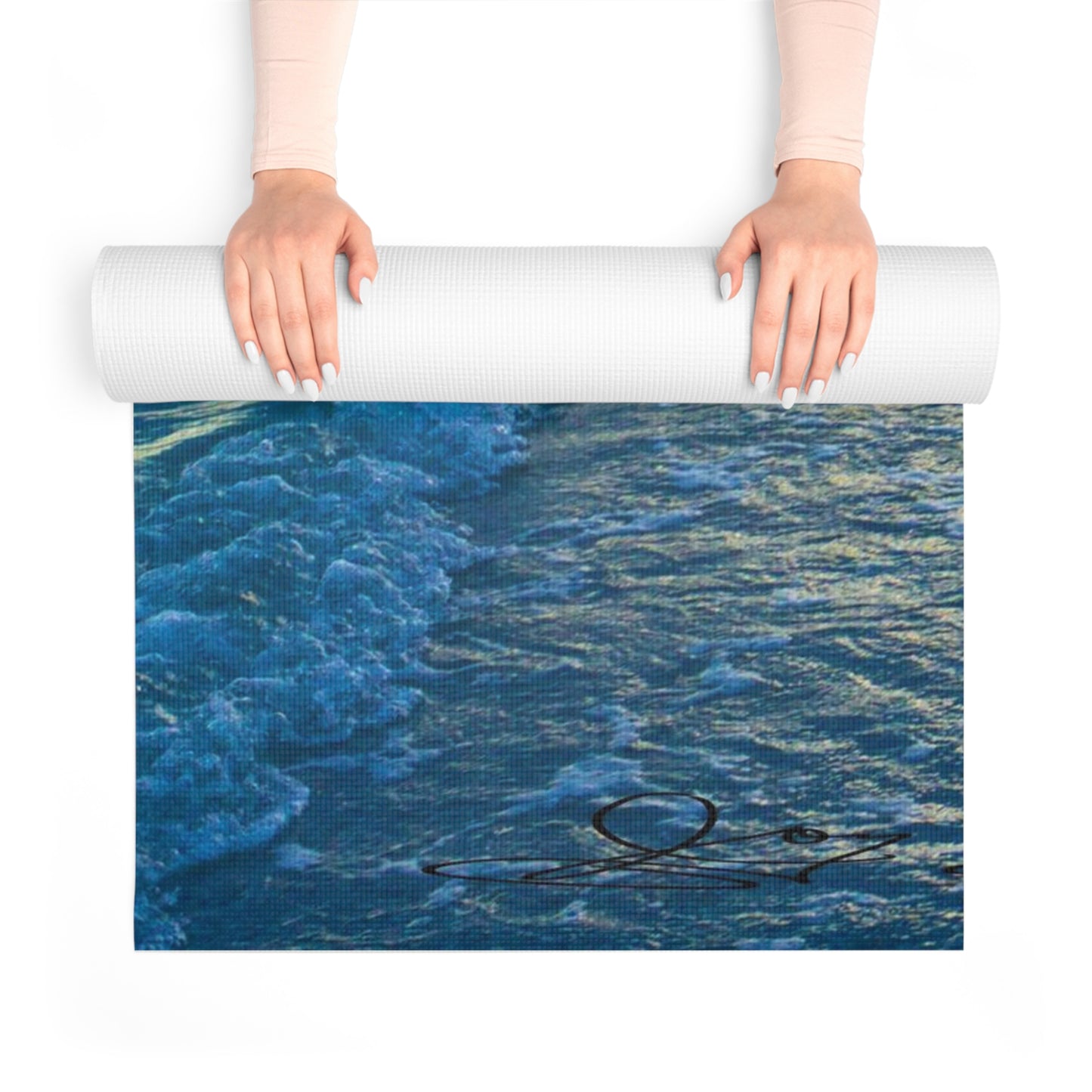 Foam Yoga Mat | Blue Sea Glass| Sea Inspired Yoga Mat | Foam Yoga Mat | Custom Yoga Lightweight Cushioned Yoga Mat | Edge to Edge Design Yoga Mats | Thermoplastic Foam Foam Mats|Namaste