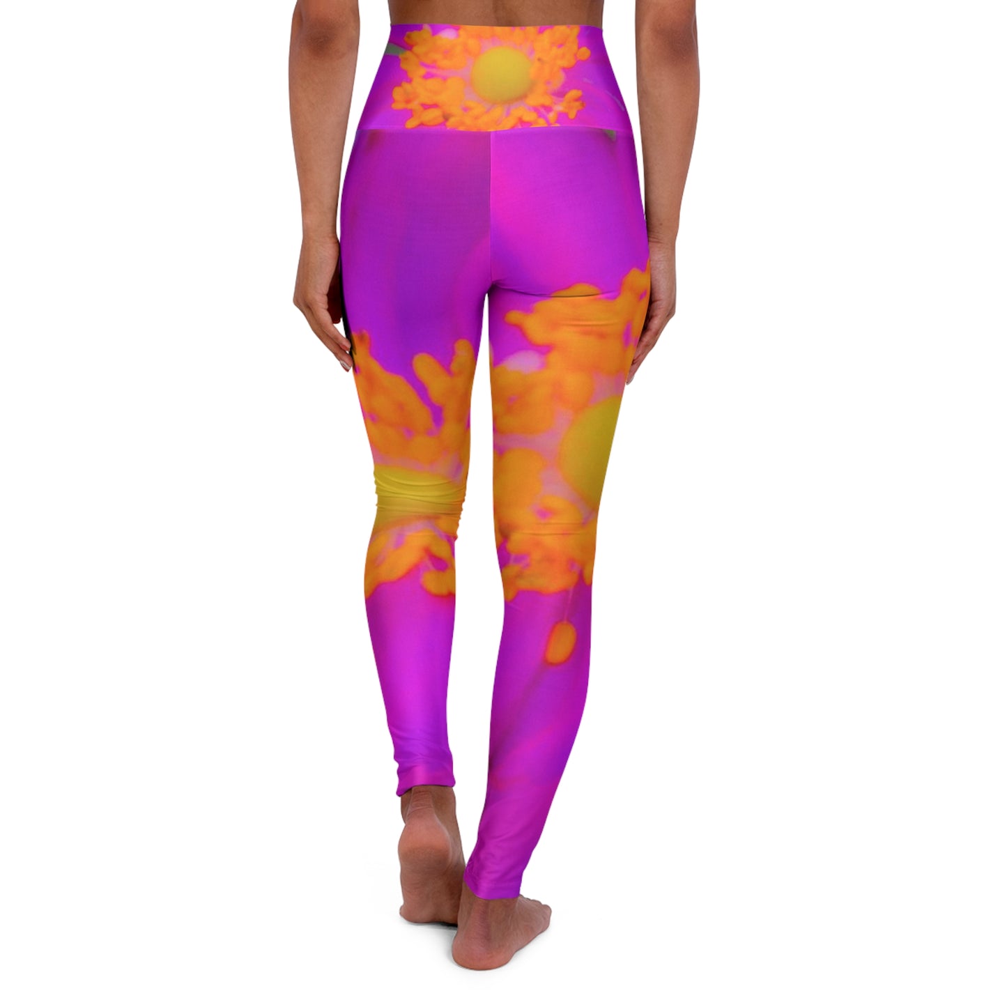 Floral Yoga Leggings, Lemon and Pink Exercise Pants High Waisted, Women's Fitness Leggings, Activewear Bottoms, Workout Tights, Yoga Clothes