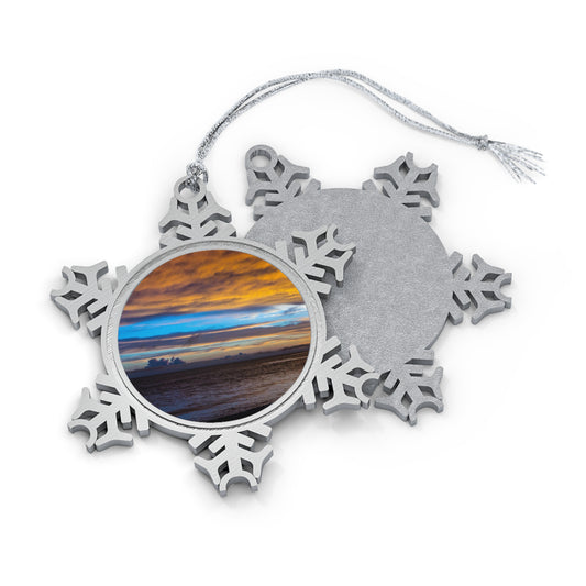 Blissful Paradise Pewter Snowflake Ornament Unique High-quality Pewter Ornaments with Picture